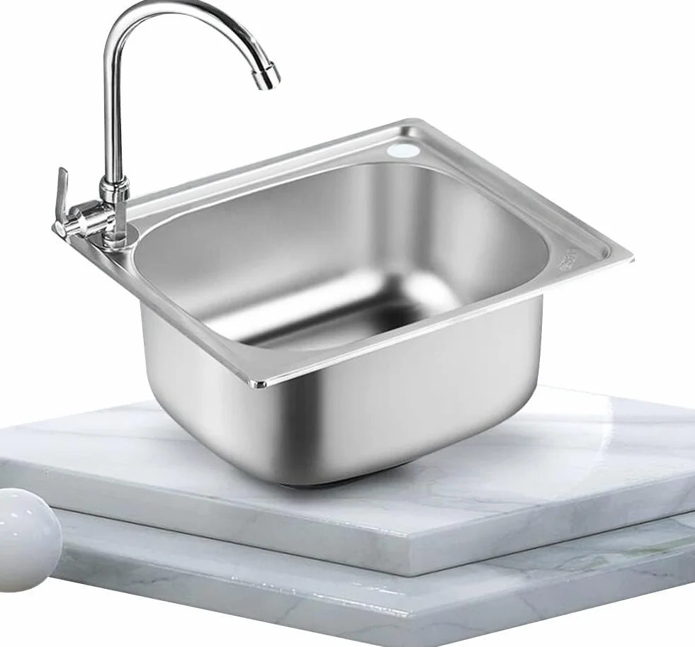 Évier de Cuisine Acier Inoxydable Bol Unique Camping-car RV Encastrée Égouttoir Réversible