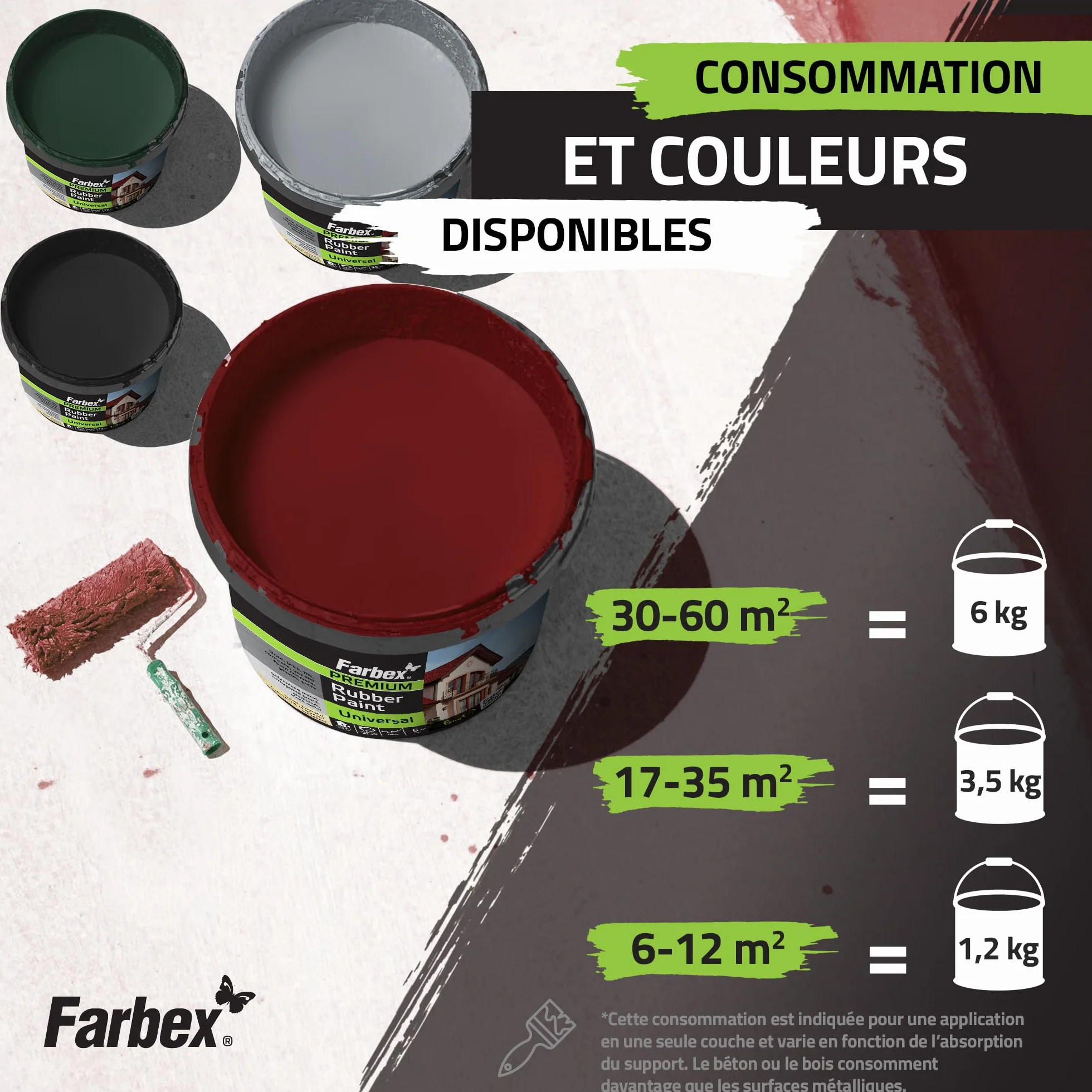 FARBEX Peinture Caoutchouc Liquide Étanche 1,2 kg Beige Revêtement Élastique Toiture Terrasse Balcon