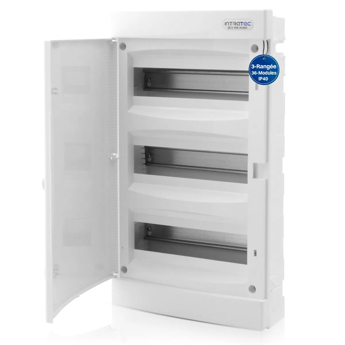 Intratec Coffret de Distribution Encastré IP40 36 Modules 3 Rangée 482 x 283 x 106mm