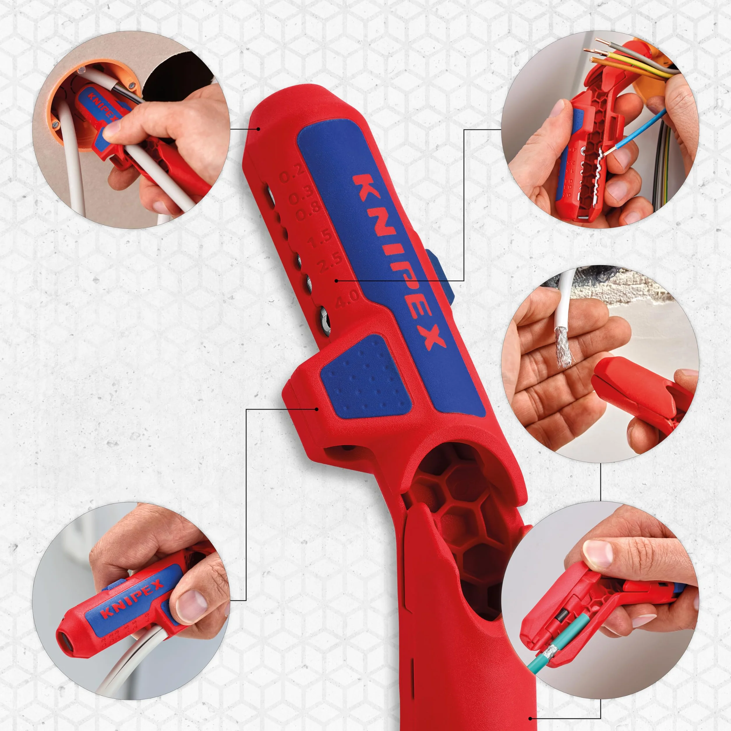 Knipex ErgoStrip 16 95 01 SB Outil à dégainer universel 135 mm câbles 3G1,5-5G2,5 coaxiaux données pince à dénuder