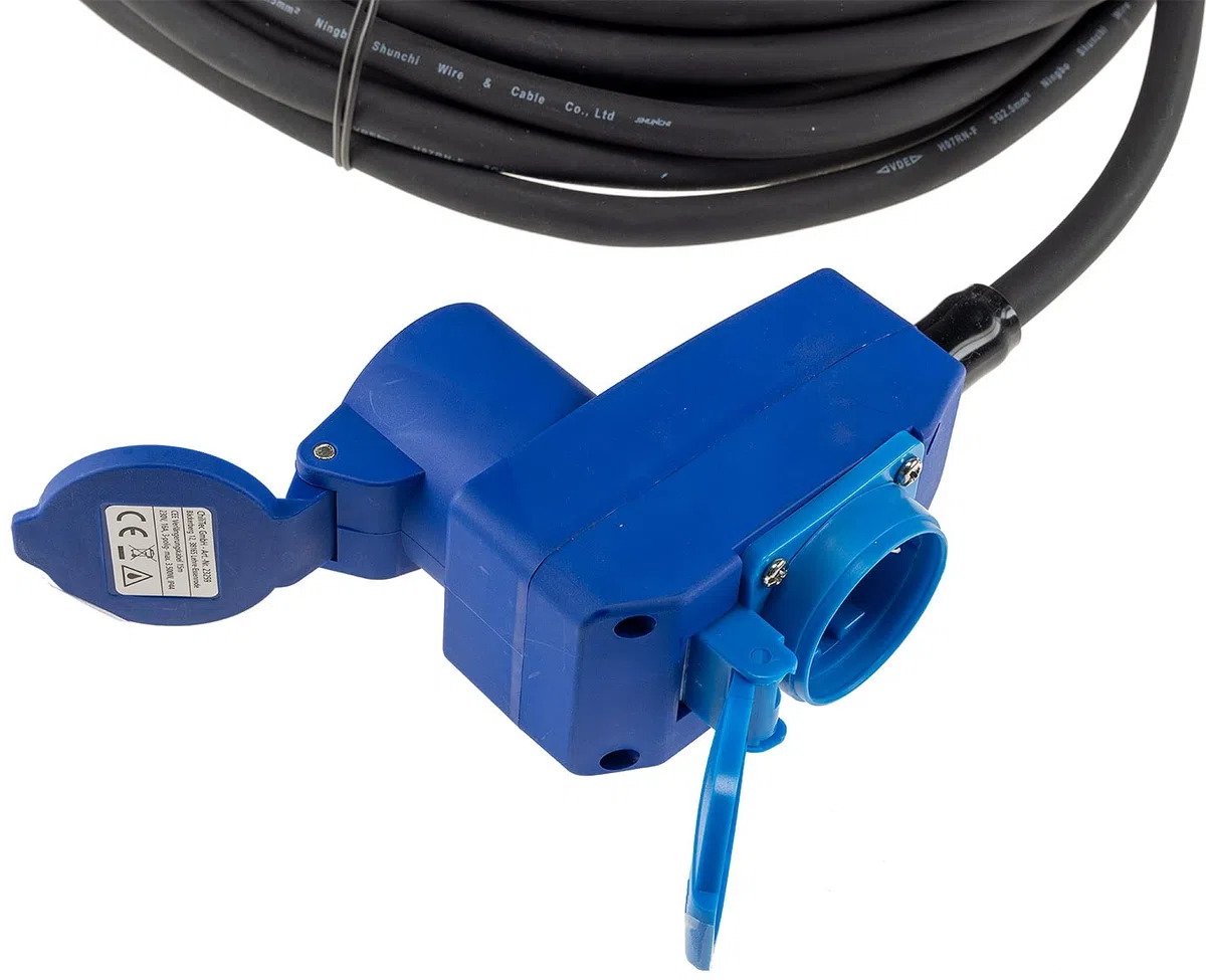 Rallonge CEE 25 m IP44 230 V H07RNF 3G2,5 Prise avec couvercle de protection