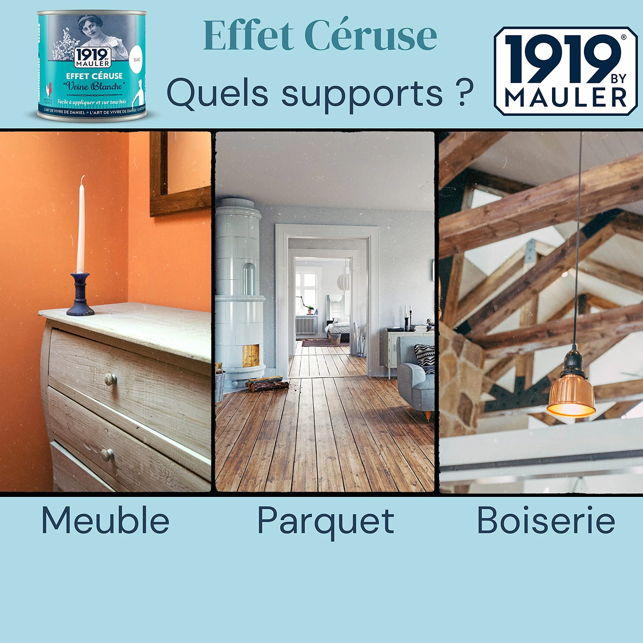 MAULER Peinture Céruse Effet Cérusé Blanc 0,5L Patine Bois Shabby Chic