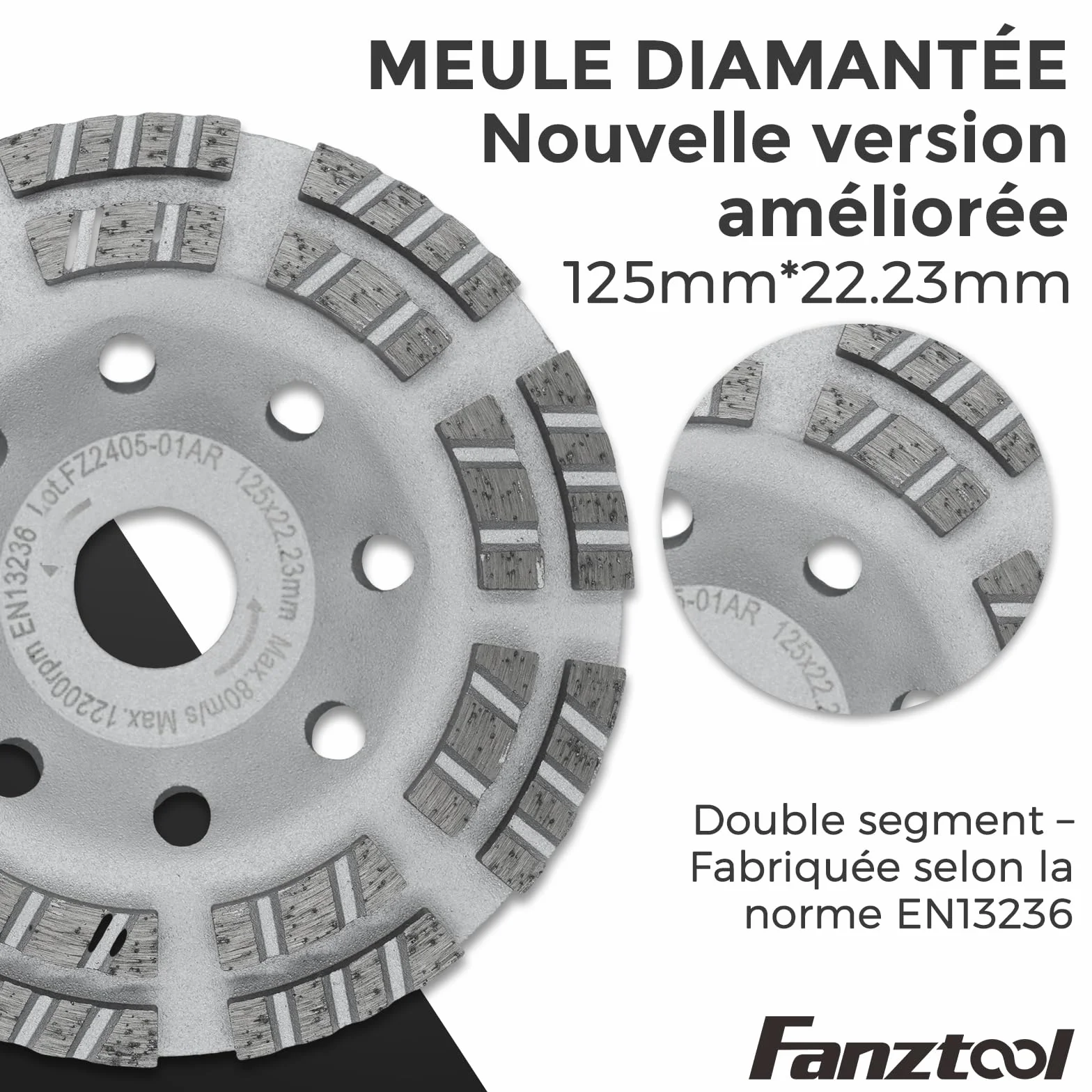 FANZTOOL Carter d'aspiration pour Meuleuse 125 mm, Disque de Ponçage Béton, Brosses à Ressort Améliorées