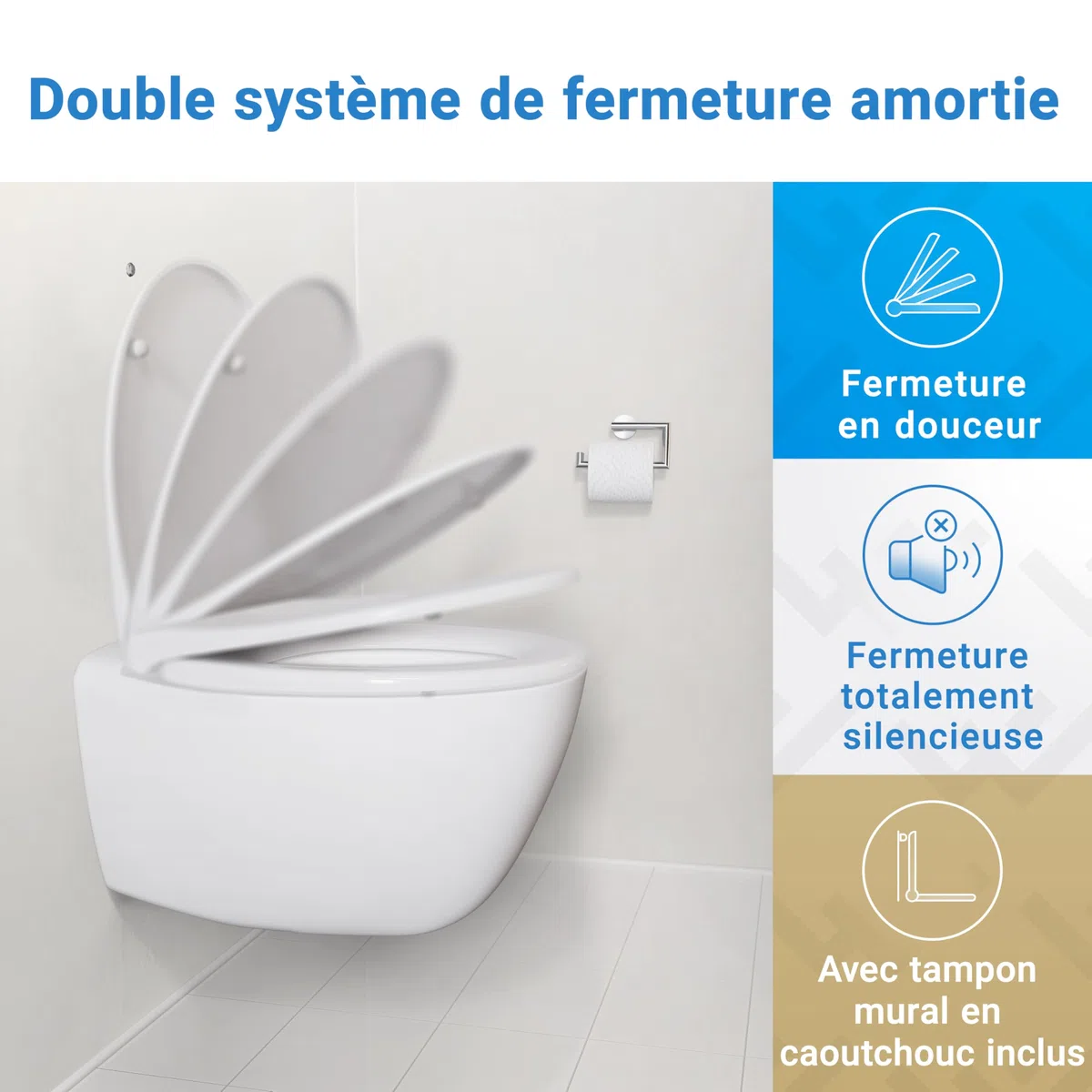 LOBENSWERK Abattant WC avec frein de chute duroplast antibactérien UV résistant Lunette de toilette clipsable universelle ovale
