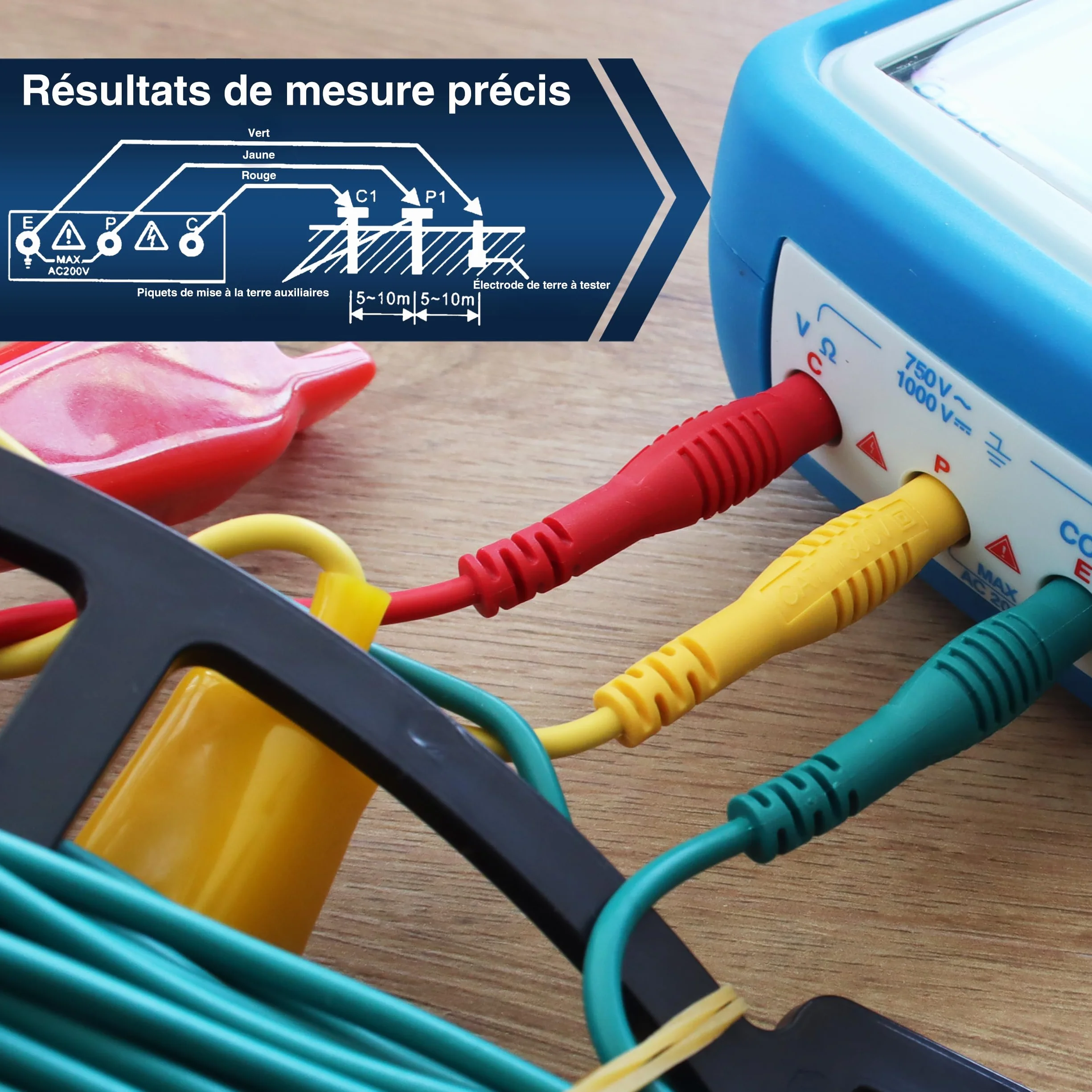 PeakTech 2700 Numérique Mesureur de Résistance de Terre CAT III 1000 V Double Affichage LCD