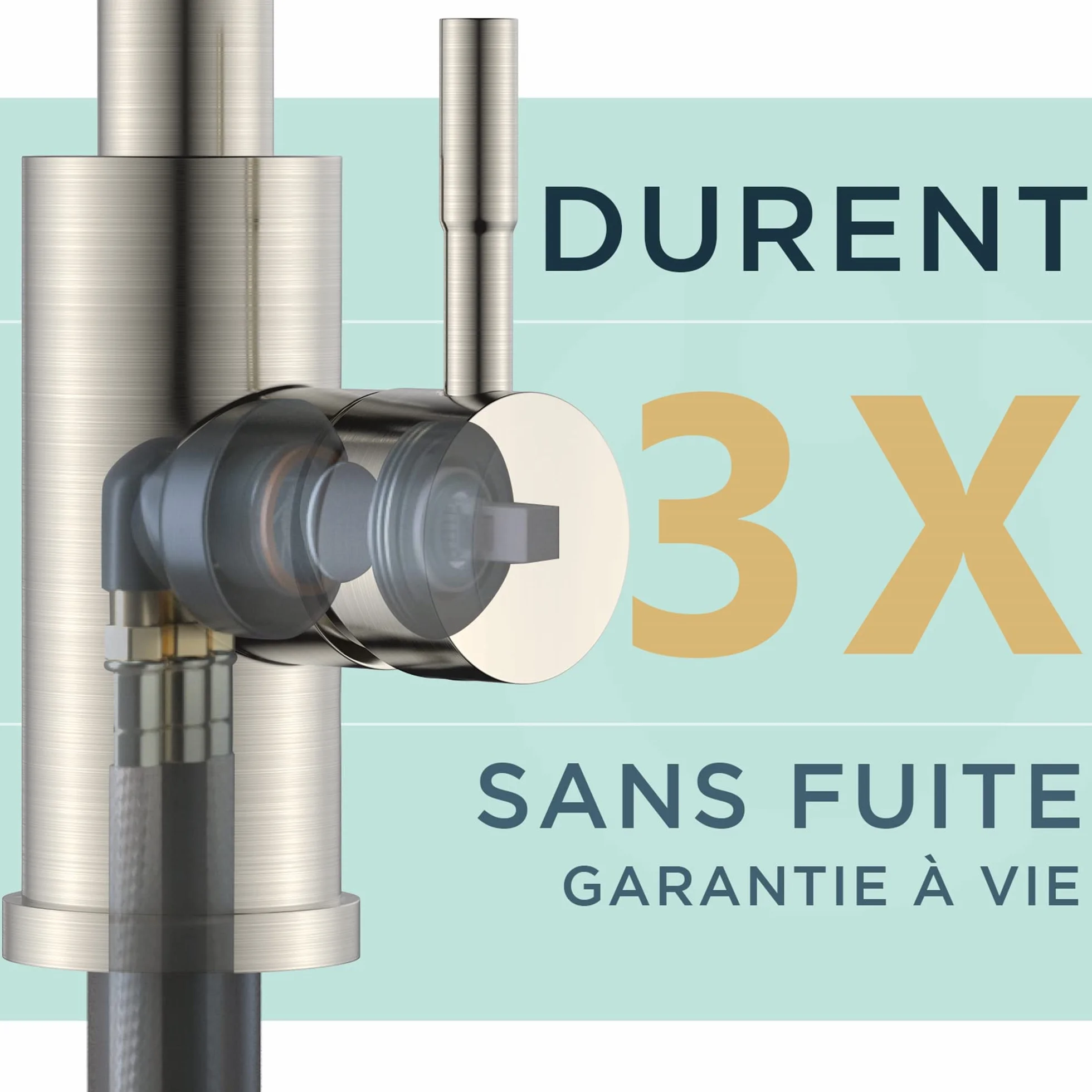FORIOUS Robinet Cuisine Douchette Extractible 360° Acier Inoxydable 2 Modes Pulvérisation Froid & Chaud