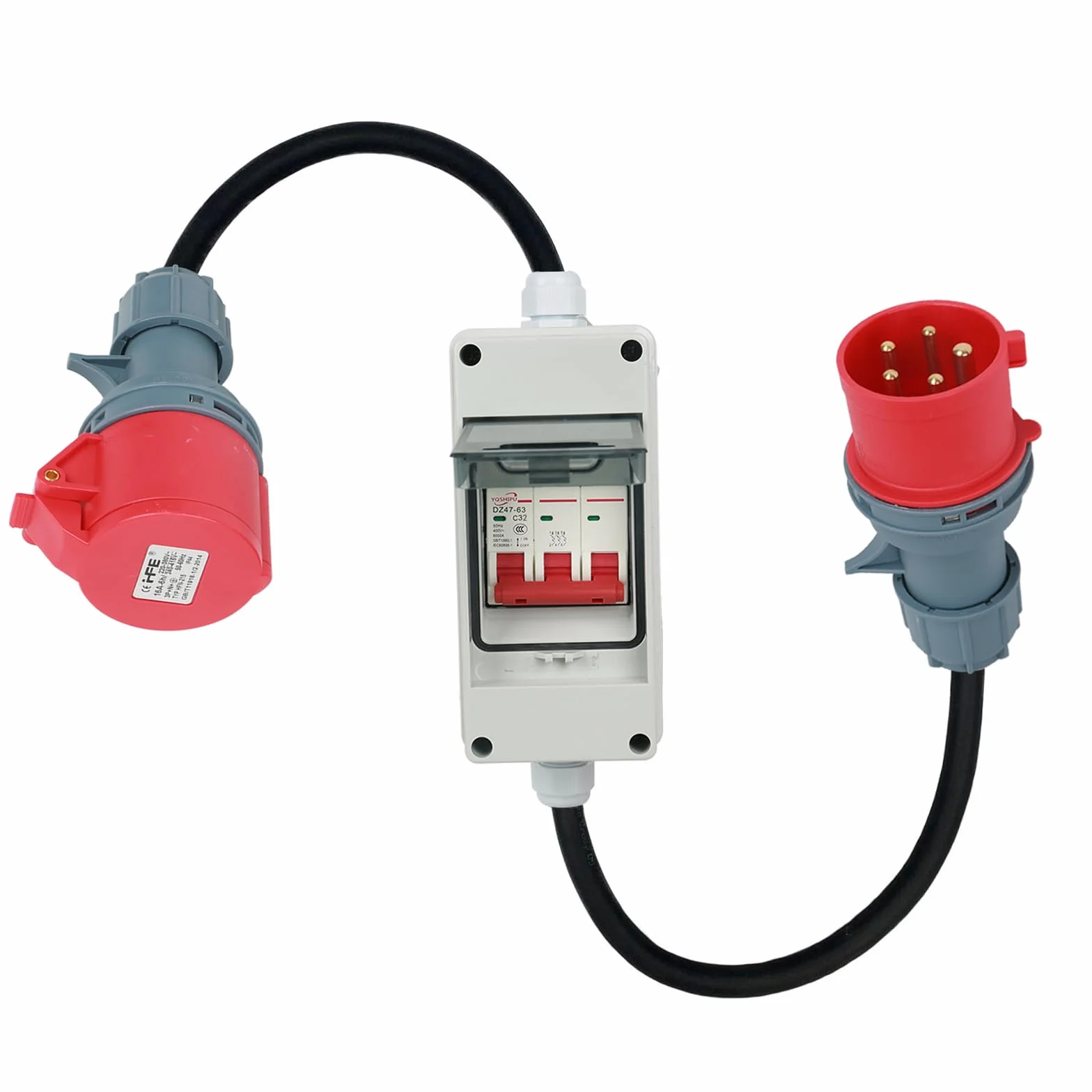Adaptateur CEE 63 A 400 V vers 32 A 400 V IP44 Courant fort Câble H07RN-F 5G6