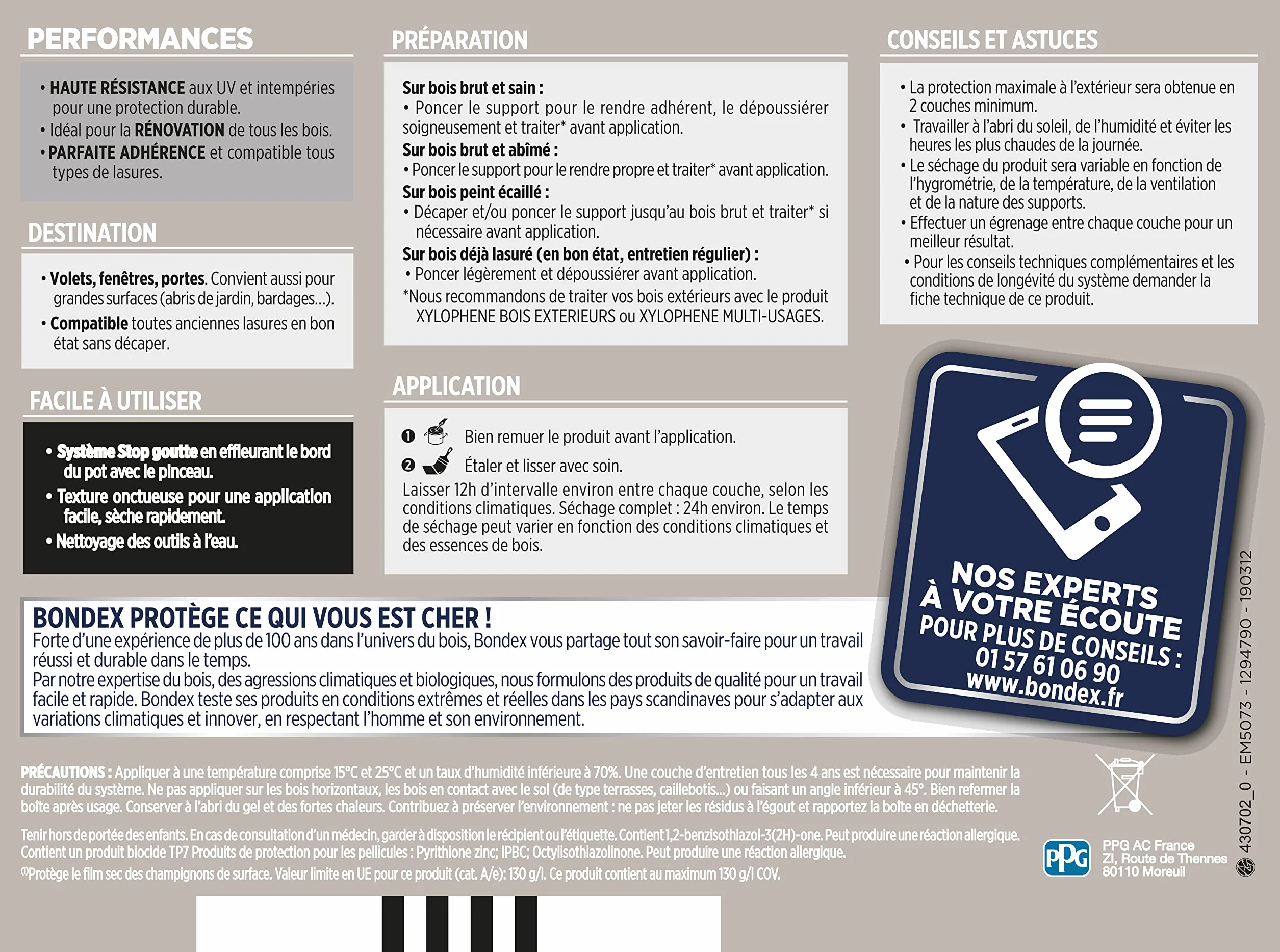 BONDEX Lasure Opaque Très Haute Protection 1 L Gris Anthracite RAL 7016