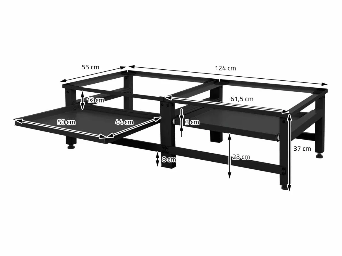 Support Double pour Machine à Laver ML-Design avec 2 Étagères Coulissantes, Acier, Noir, jusqu'à 310 kg