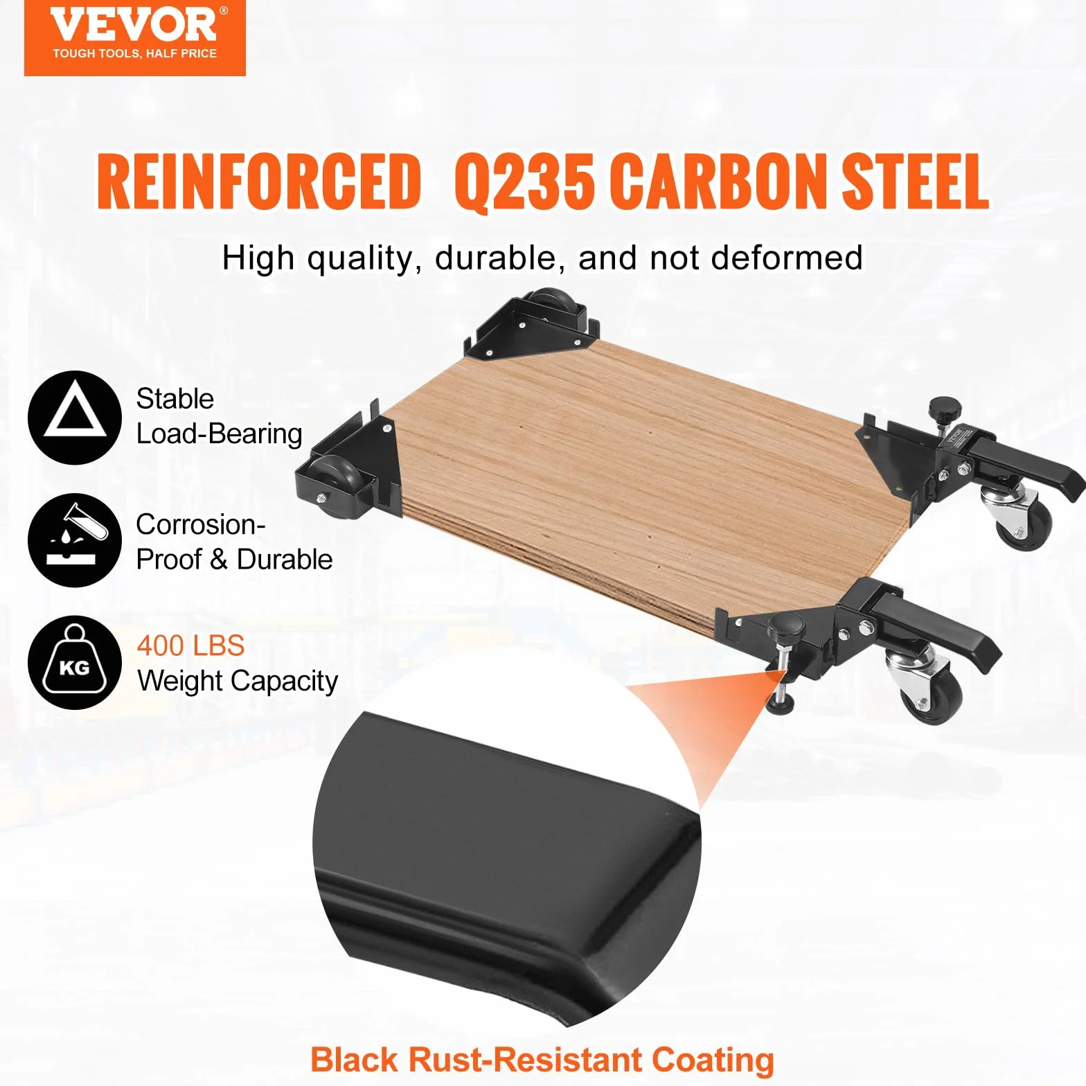 VEVOR Base Mobile Roulette Universelle 181,4 kg Réglable 241,3x241,3 mm Roues Pivotantes