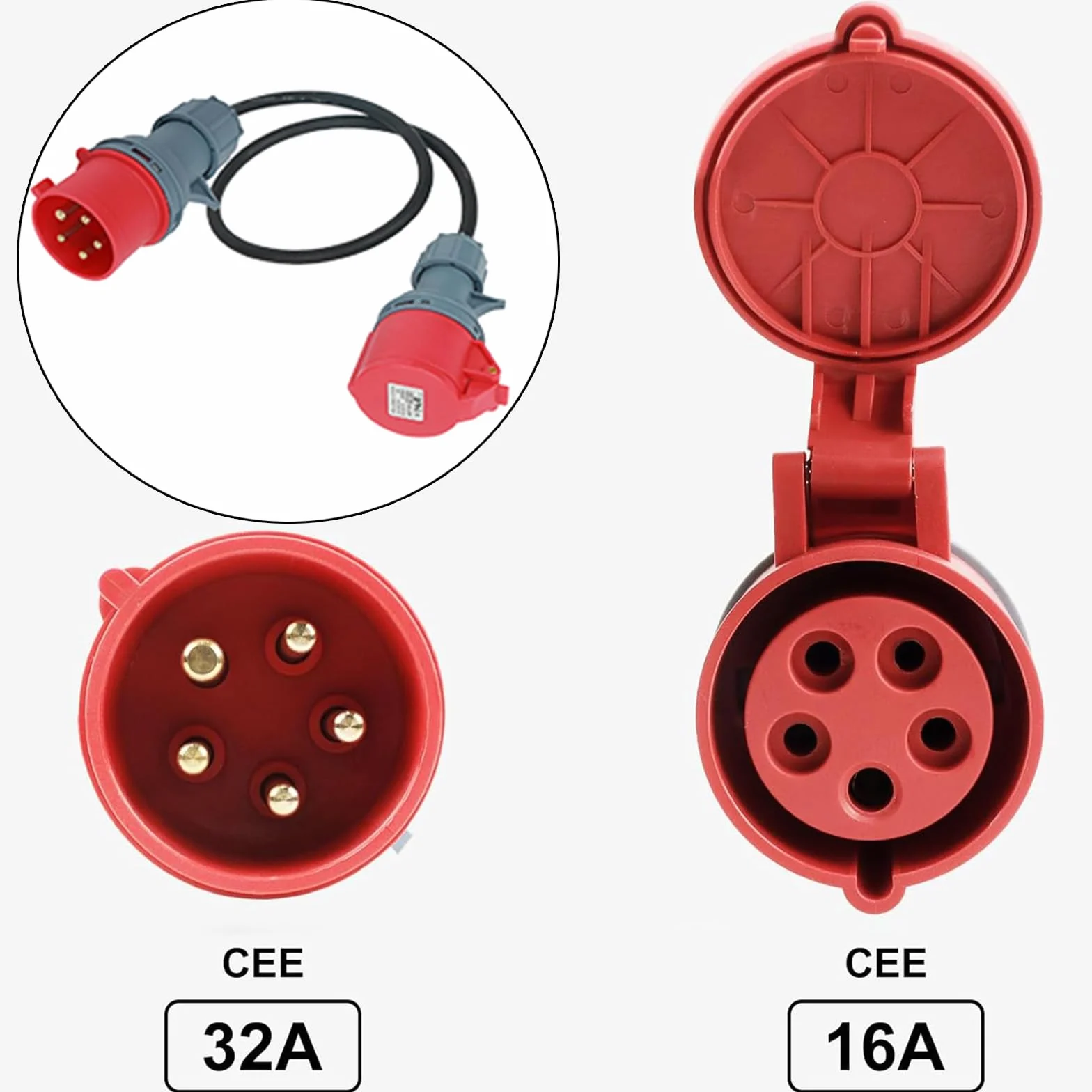 Adaptateur CEE 32A sur 16A Triphasé IP44 Industriel Domestique