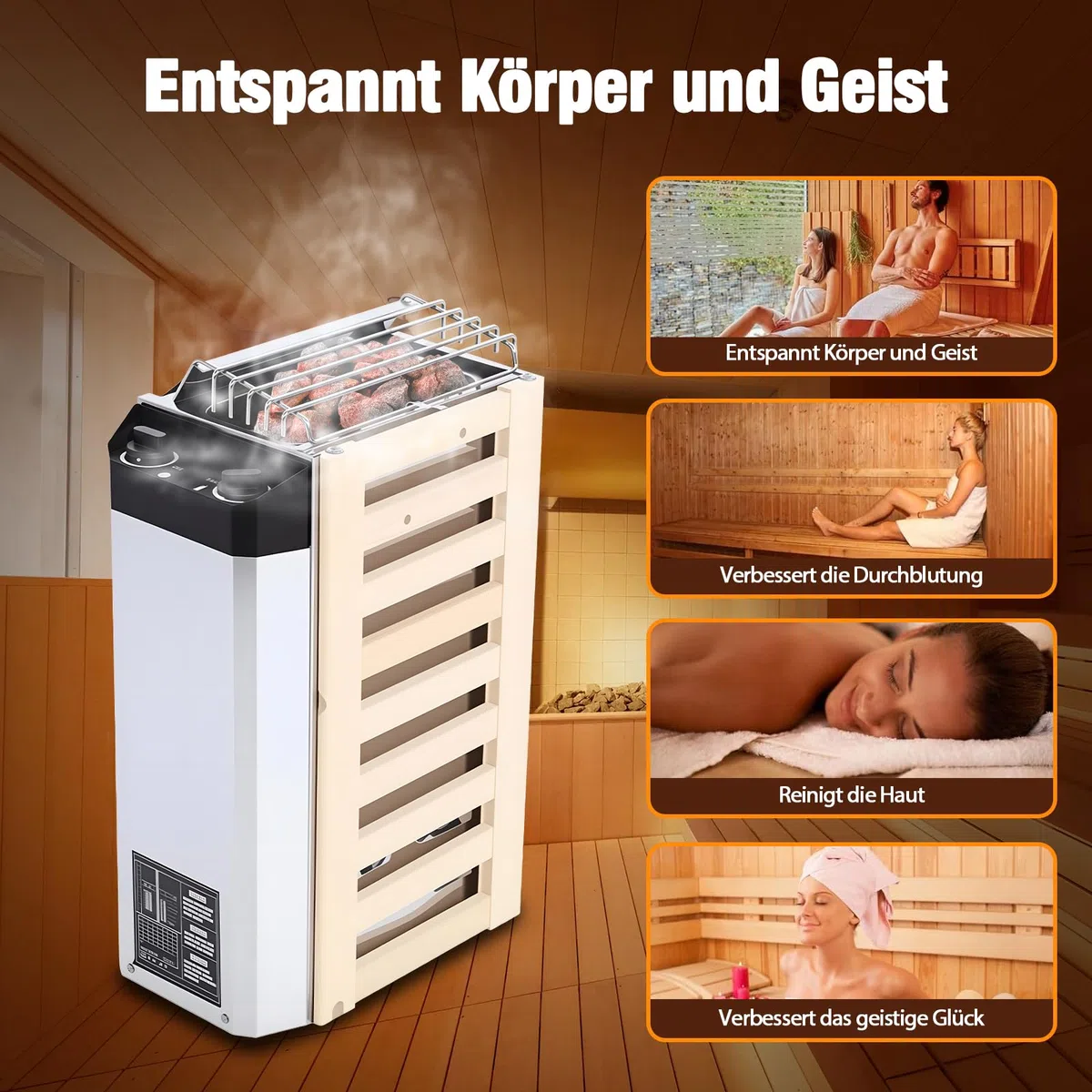 Poêle de sauna électrique 3,6 kW 220 V acier inoxydable chauffage à vapeur