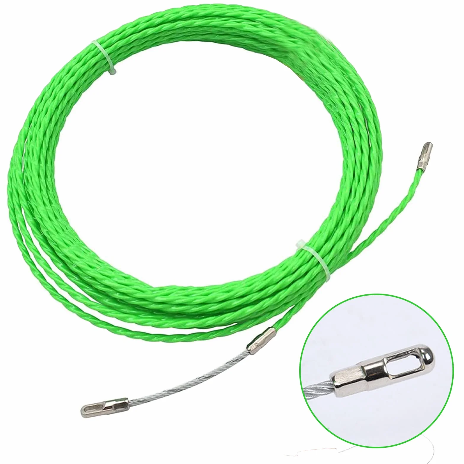 Aiguille Electricien Tire Fil Acier 50m 4,5mm avec 2 Ressorts de Guidage