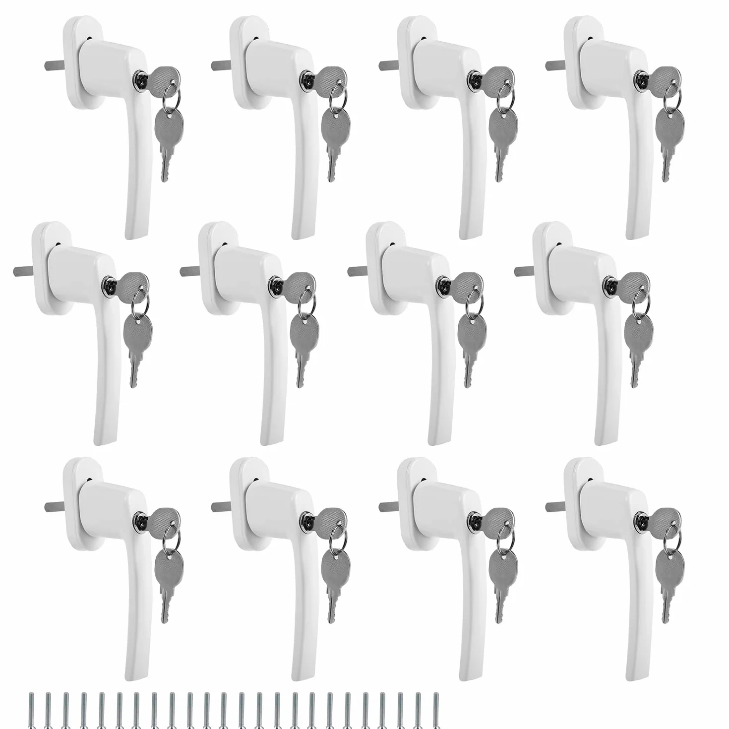 Poignées de Fenêtre Verrouillable à Clé en Aluminium 35 mm, Sécurité Enfant, Blanc