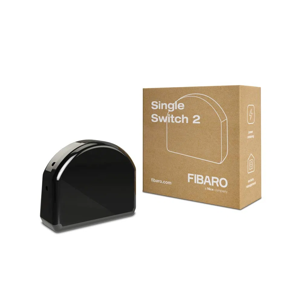 FIBARO Interrupteur à relais 2 Z-Wave Plus FGS-213 noir