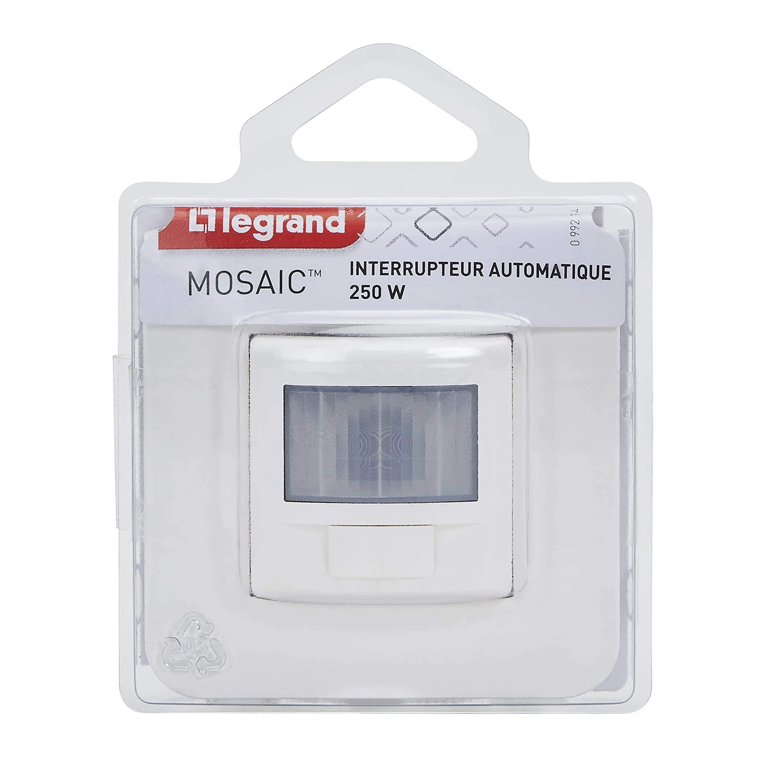 Legrand Interrupteur automatique Mosaic blanc complet avec plaque et fixation à griffes