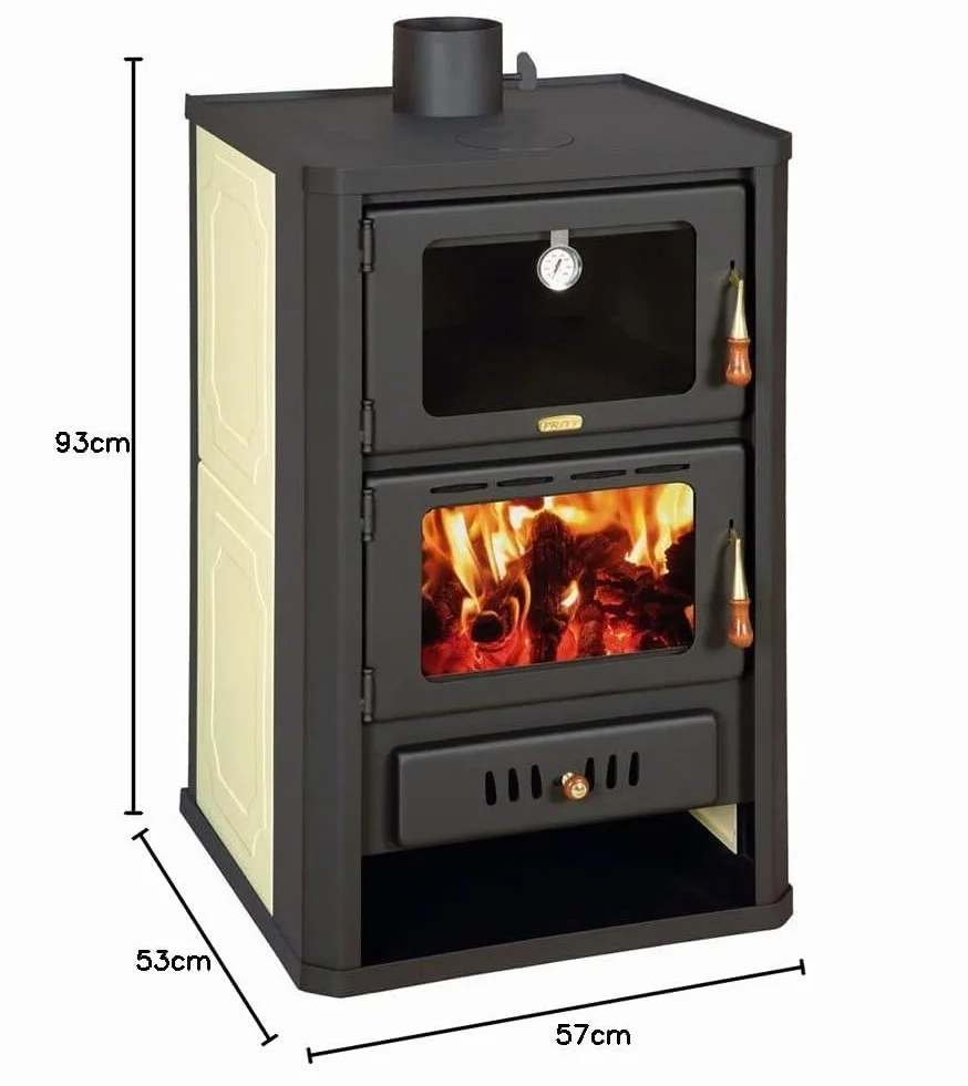 Poêle Combustion Bois 5+15 kW Cuisinière Arrière Chaudière Foyer Cheminee