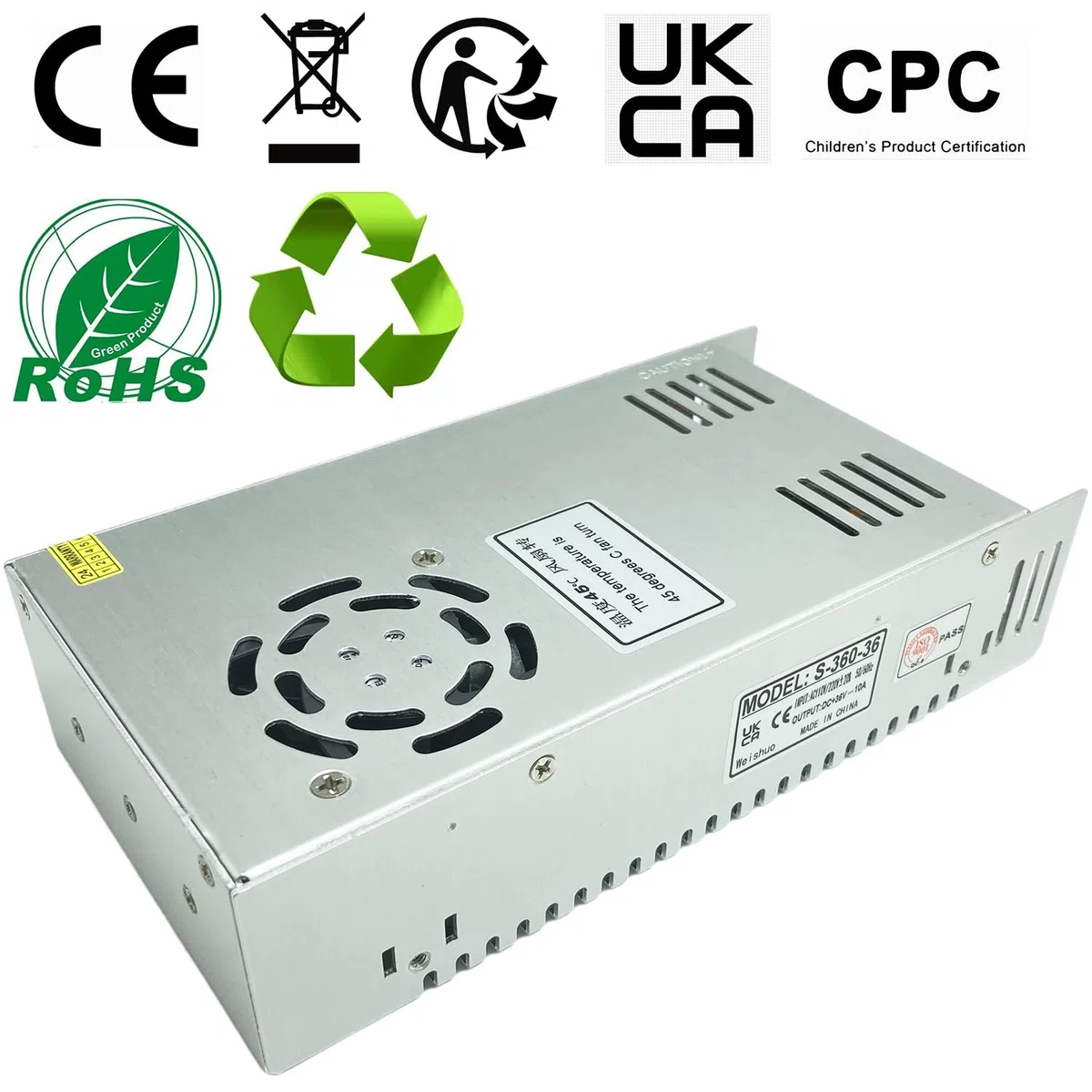 Adaptateur d'alimentation LED 36V 10A 360W Commutation pour affichage DC36V 5A-10A 180W-360W