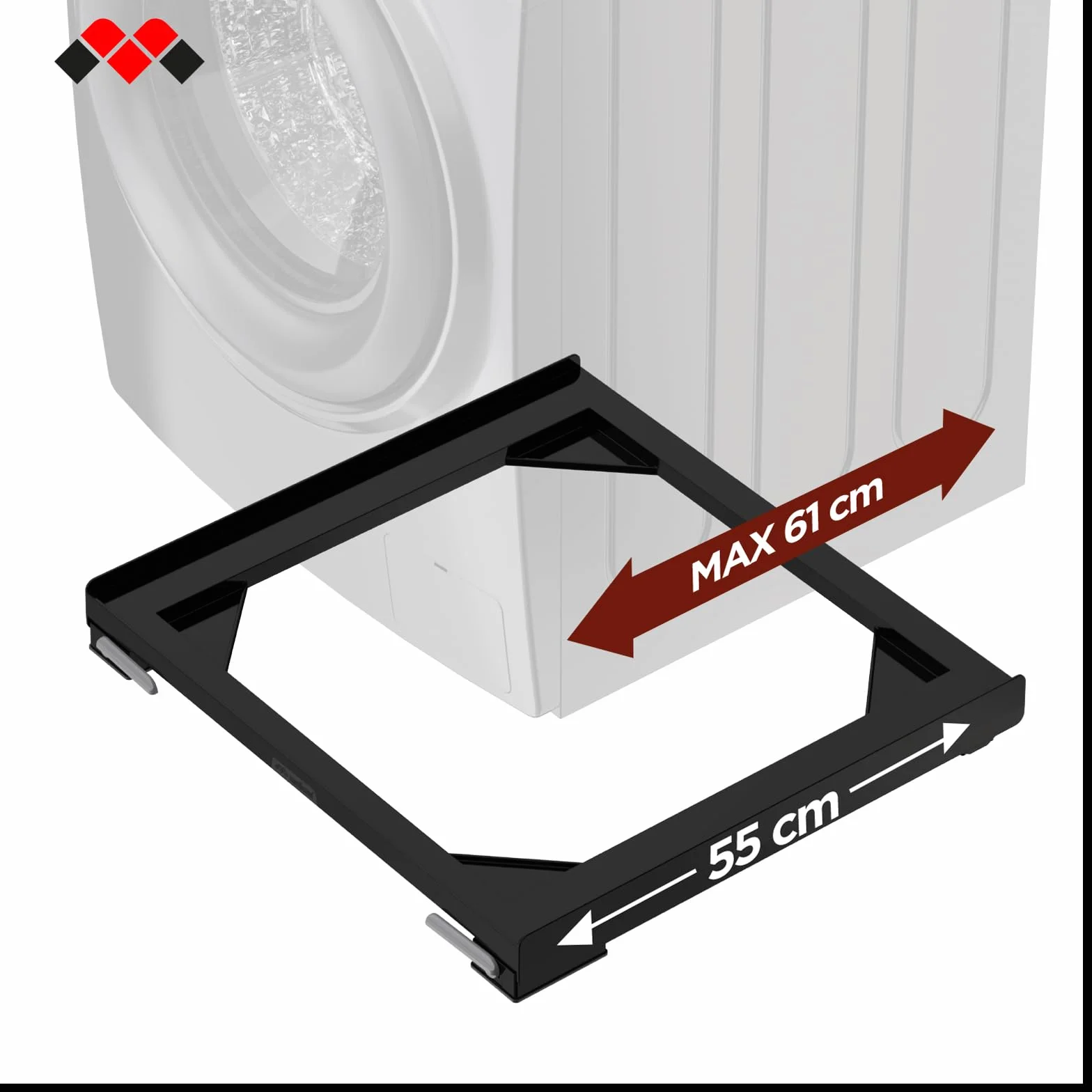 Meliconi BASE MOVE BLACK Support mobile anti vibrations 60x60 60x45 cm