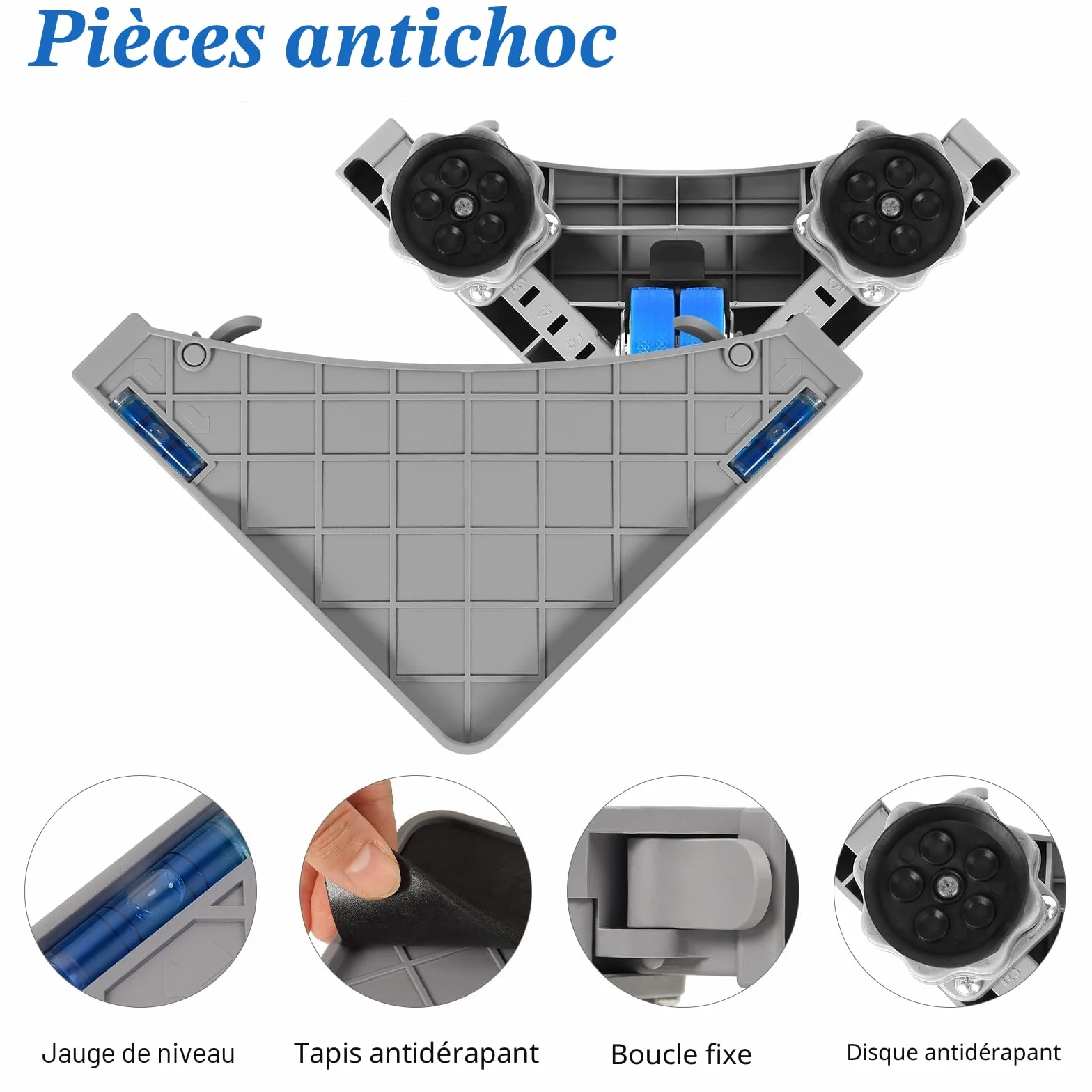 Support Machine à Laver Réglable 42-66 cm Socle Lave Linge 8 Pieds 4 Roues Base Antidérapante 300 kg