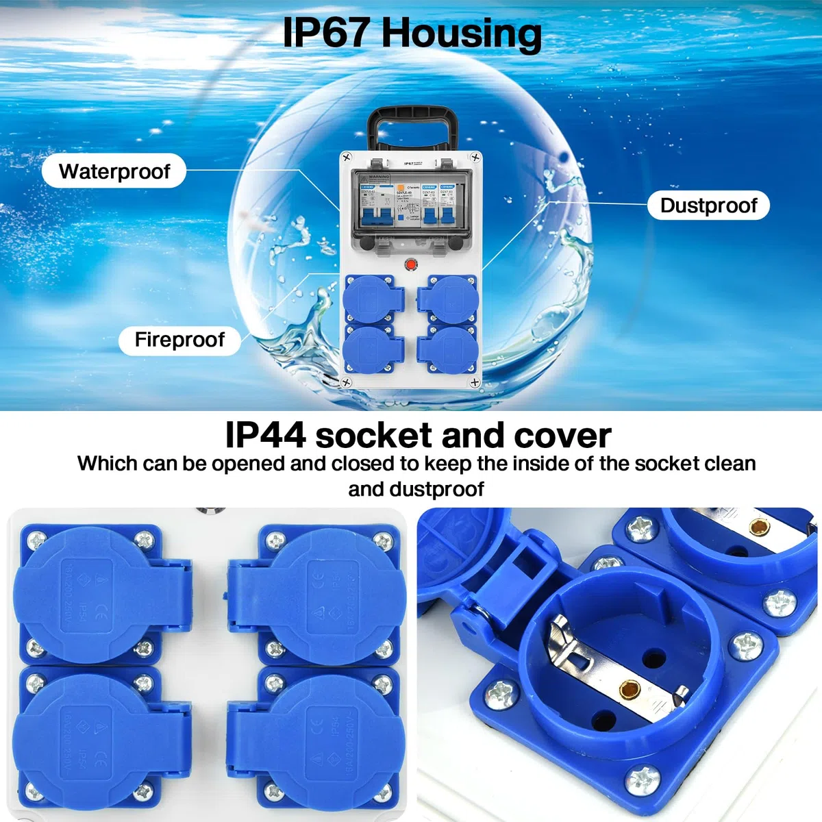 Coffret Électrique de Chantier 230 V IP67 Répartiteur Mural 16 A