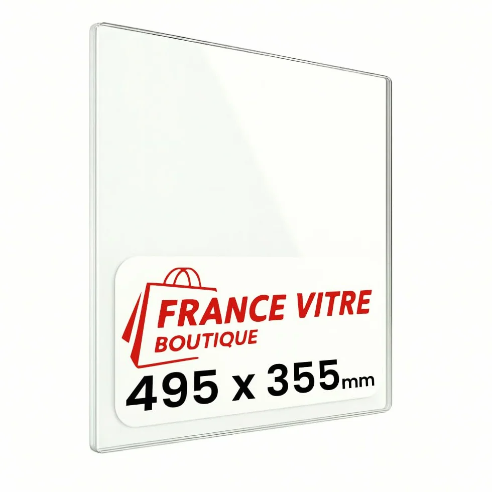 Vitre d’Insert pour cheminée et poêle à Bois 495 x 355 x 4 mm Haute température jusqu'à 800°C