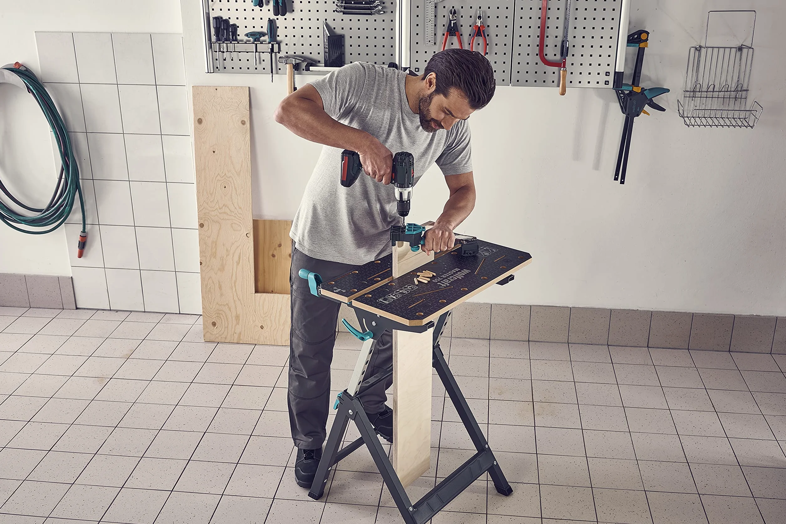 wolfcraft Établi de serrage et support de machine MASTER 750 ERGO réglable en hauteur