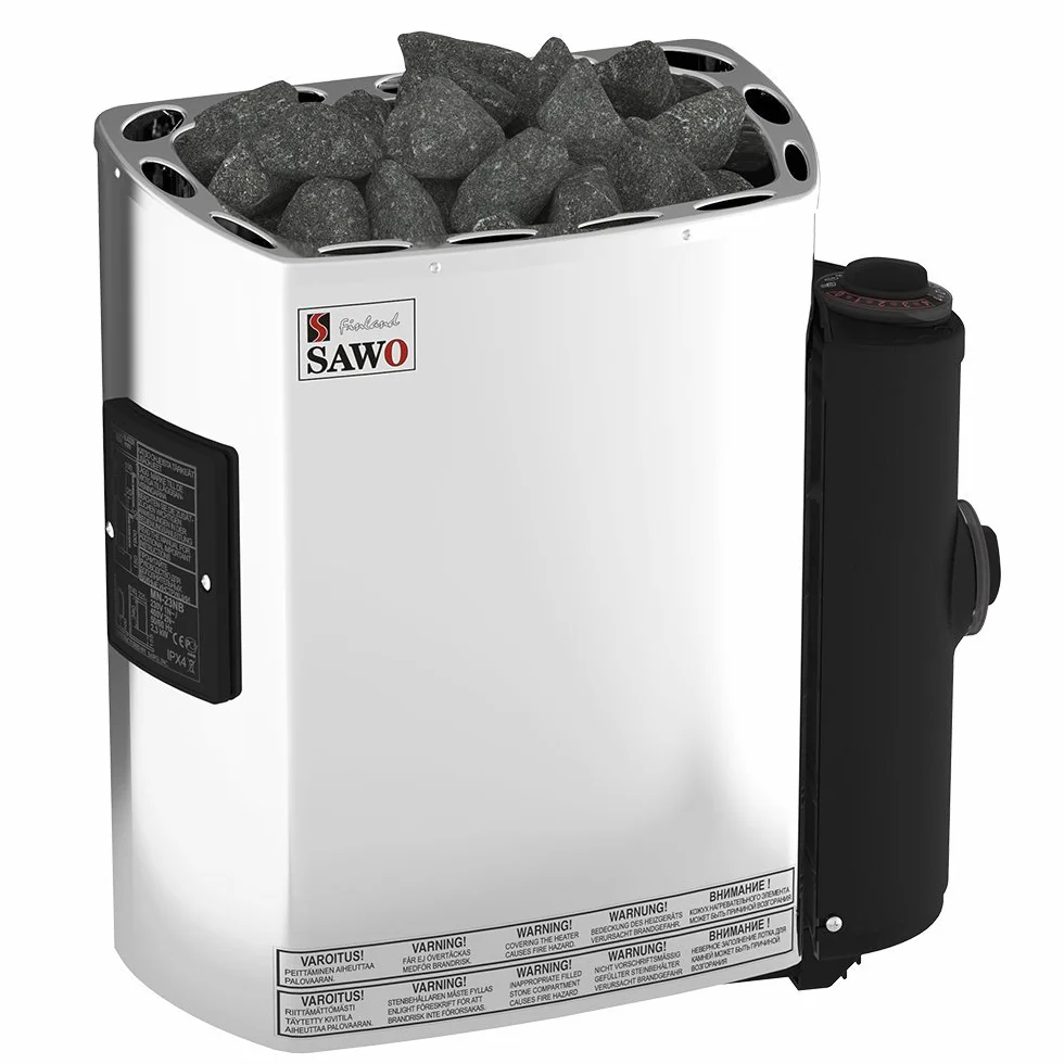 Sauna Poêle Électrique SAWO Mini X NB Trendline 3,6 kW 230V 400V avec Thermostat Minuterie