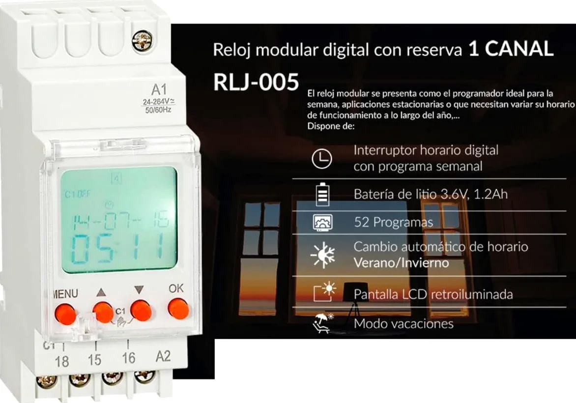 RASMACOR Minuteur Numérique Programmable 52 Programmes Écran LCD Changement Automatique Eté/Hiver Mode Vacances