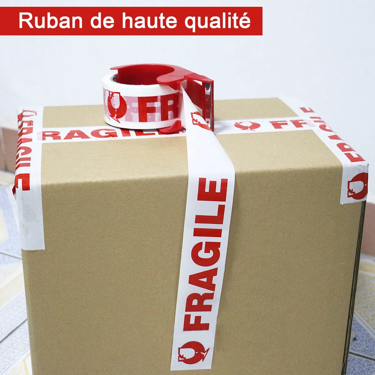 BOMEI PACK 18 Rouleaux Ruban Adhésif Fragile 48 mm x 66 m avec dévidoir