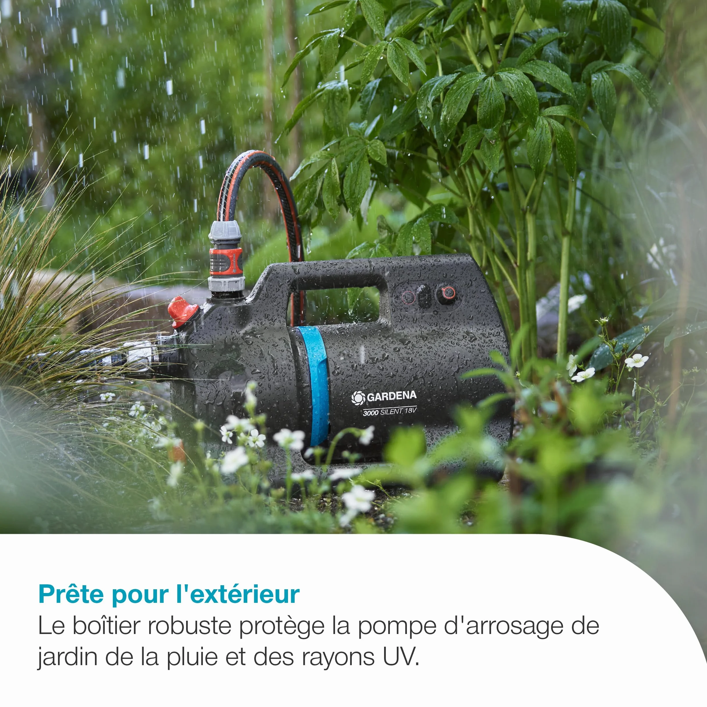 Gardena Pompe de jardin sur batterie 3000 Silent 18V P4A Kit prêt à l'emploi