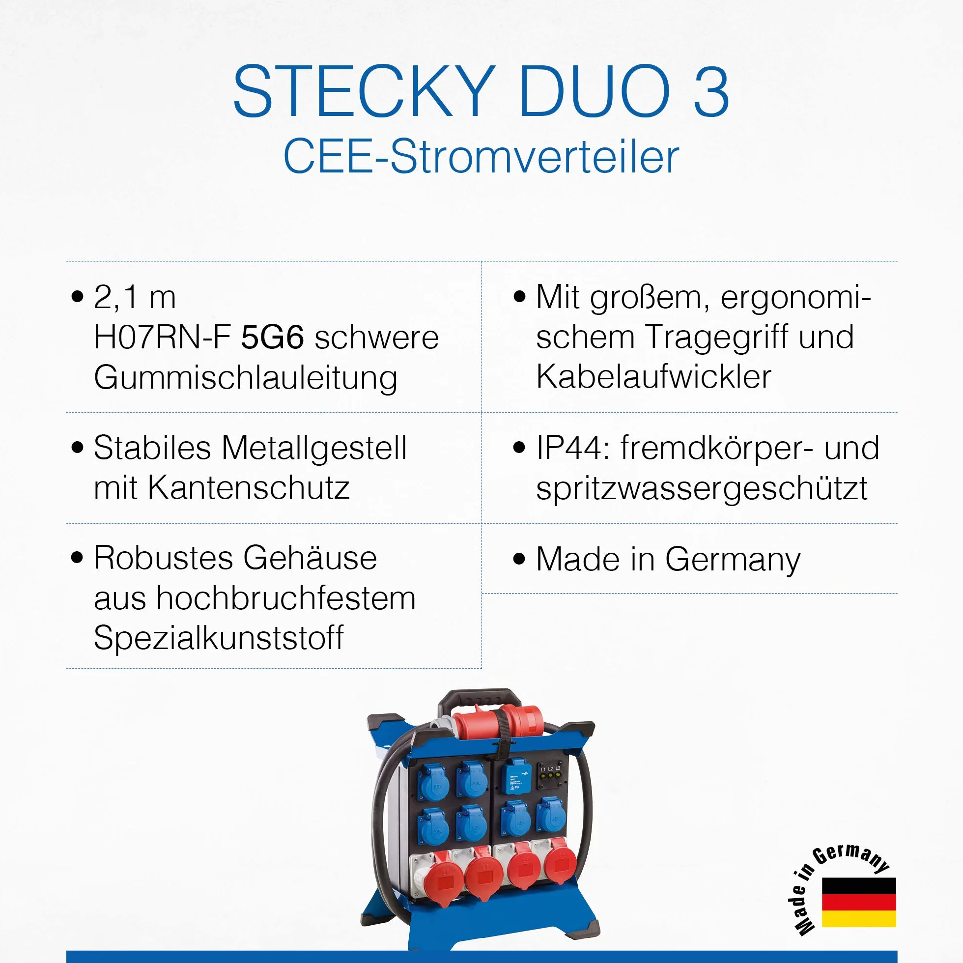 Schwabe Bloc d'alimentation portable STECKY DUO 3 Fiche CEE 400 V/32 A/5 broches IP44