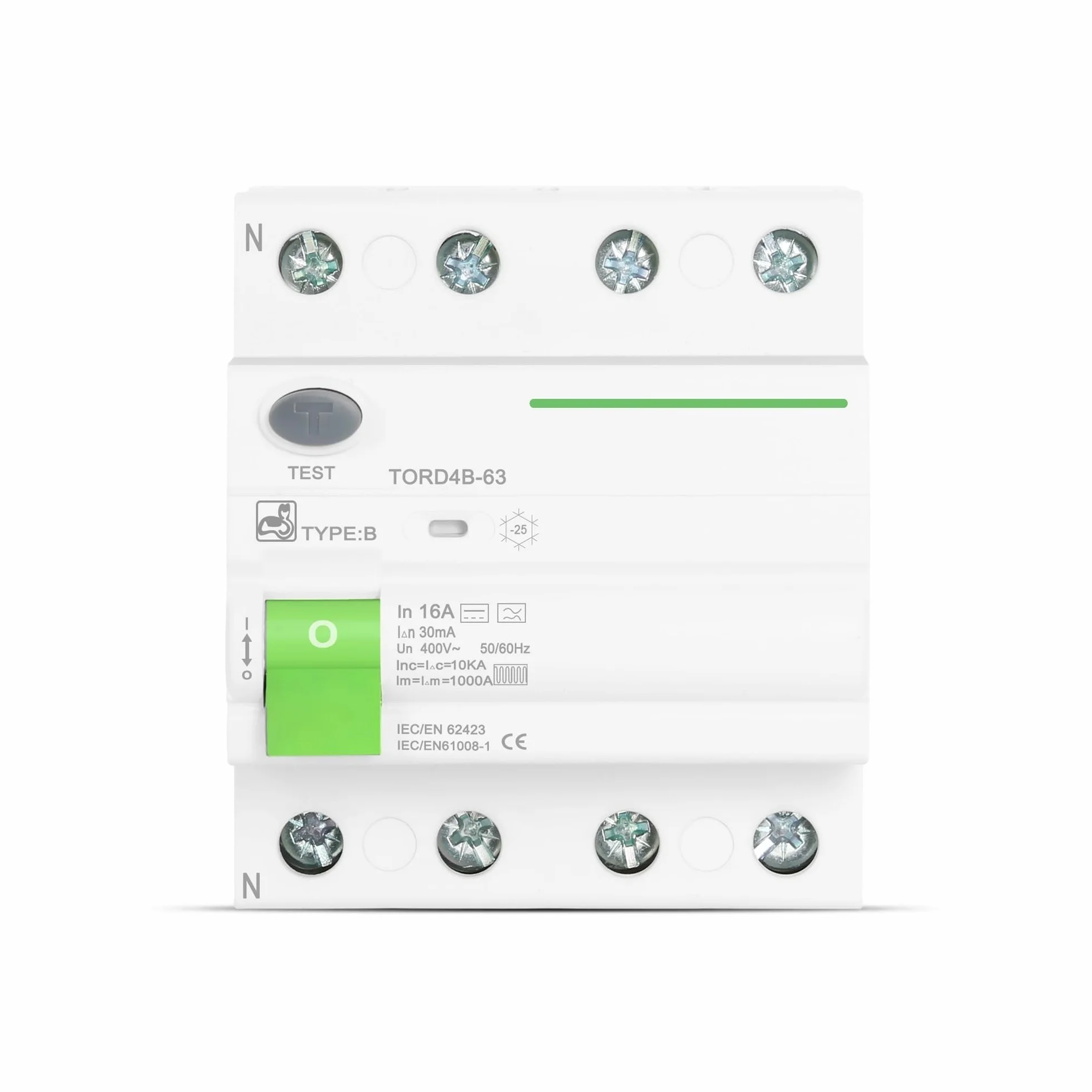 Disjoncteur de courant résiduel RCD RCCB Type B 2P 4P AC 40A 63A 30mA 100mA 300mA 10kA Rail Din 230V