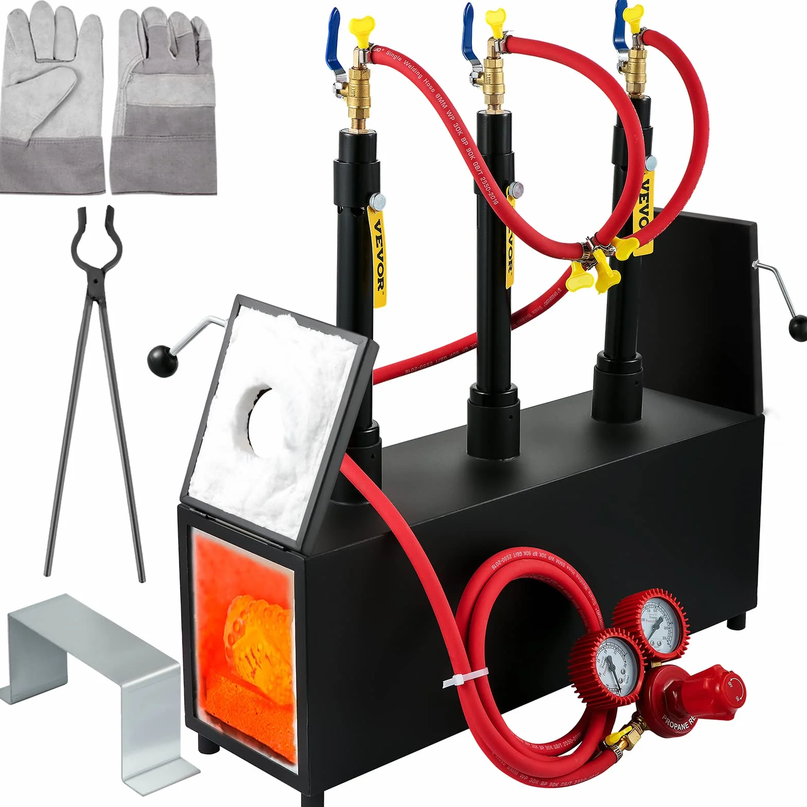 VEVOR Forge à Gaz Propane 15 L Four Fusion Portable 3 Brûleurs 230 kW·h Noir