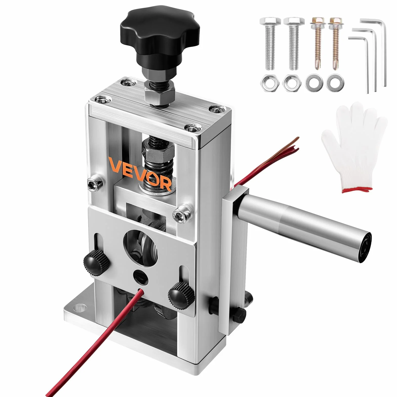 VEVOR Dénudeur Câble Manuel 1,5-25 mm Machine à Dénuder Cuivre à Manivelle Lames Trempées 64Mn Rouleaux Acier 45#