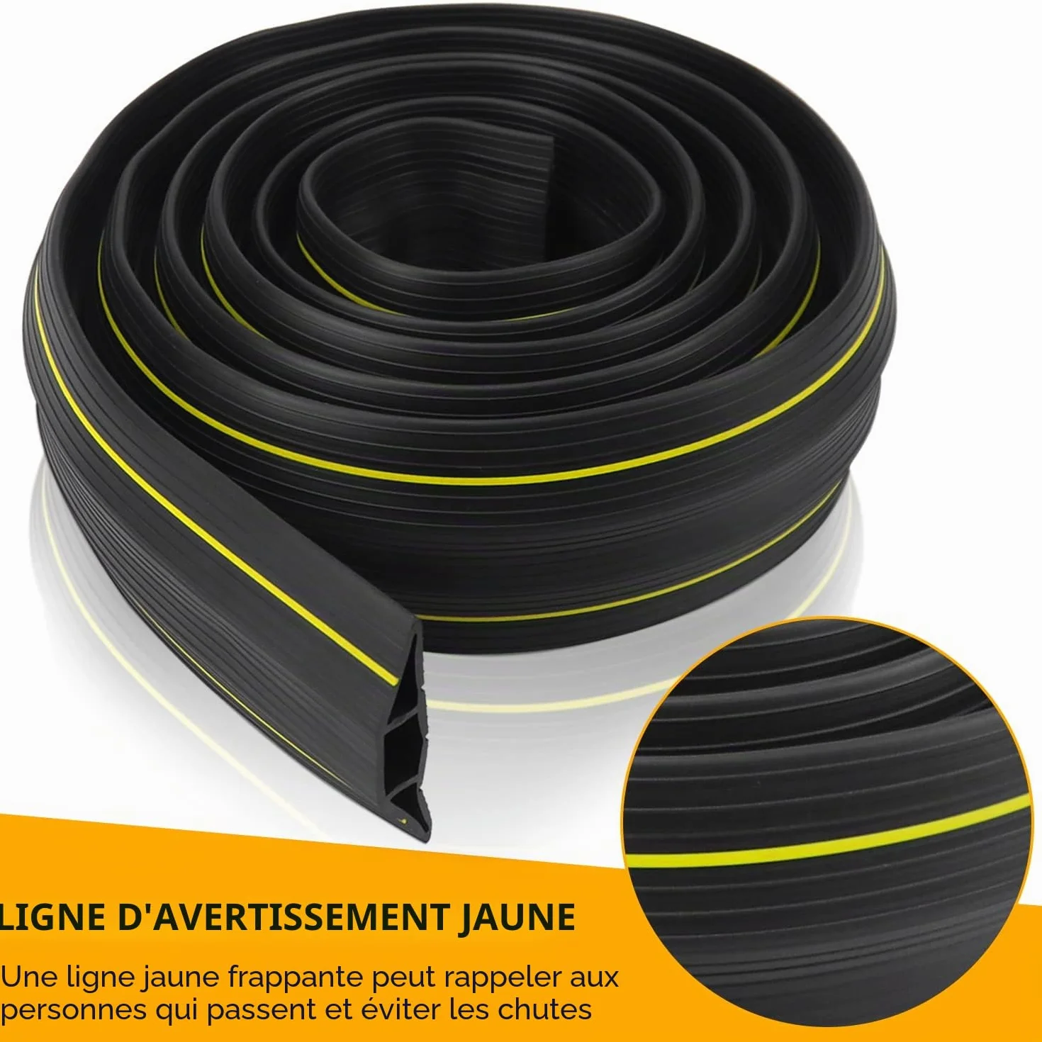 Passe Câble Sol 3 m, Protection Câble 3 Passages Noir