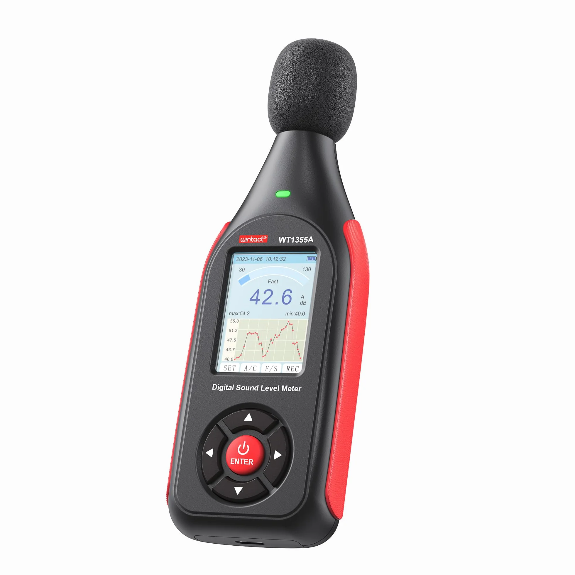 Wintact Sonomètre Décibelmètre 30-130 dB A/C Rechargeable WT1355A