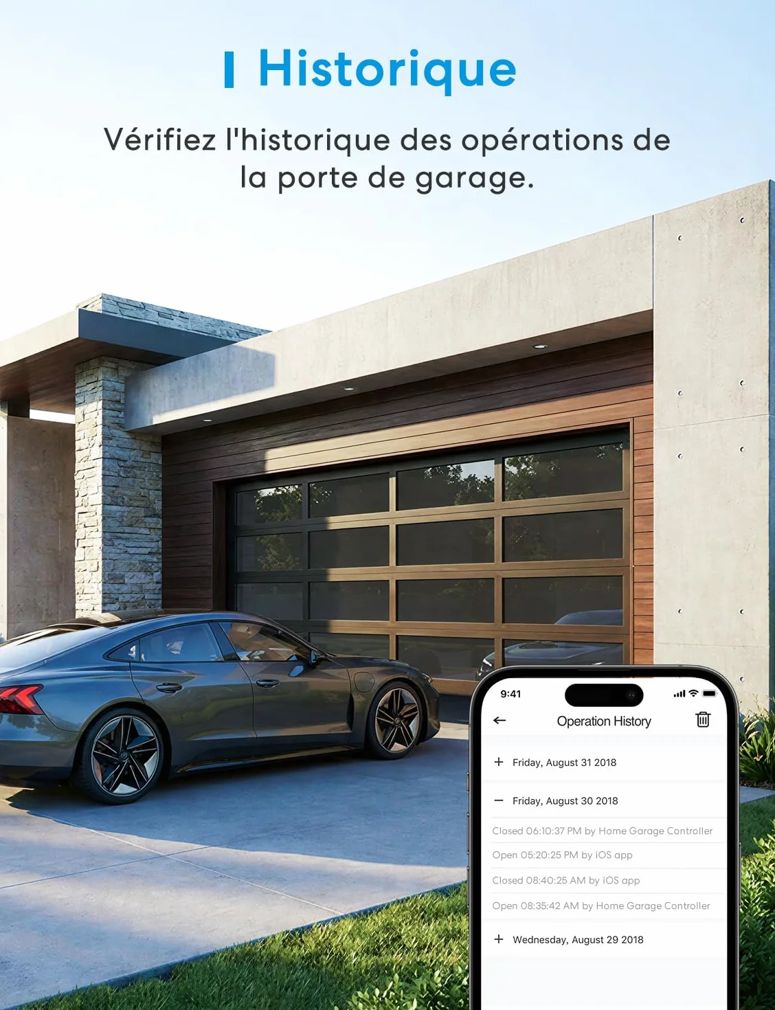 Meross Ouvre-Porte de Garage Connecté WiFi Universel Compatible CarPlay Apple HomeKit Siri Alexa Google Notification Contrôle Vocal Fermeture Automatique Minuteur