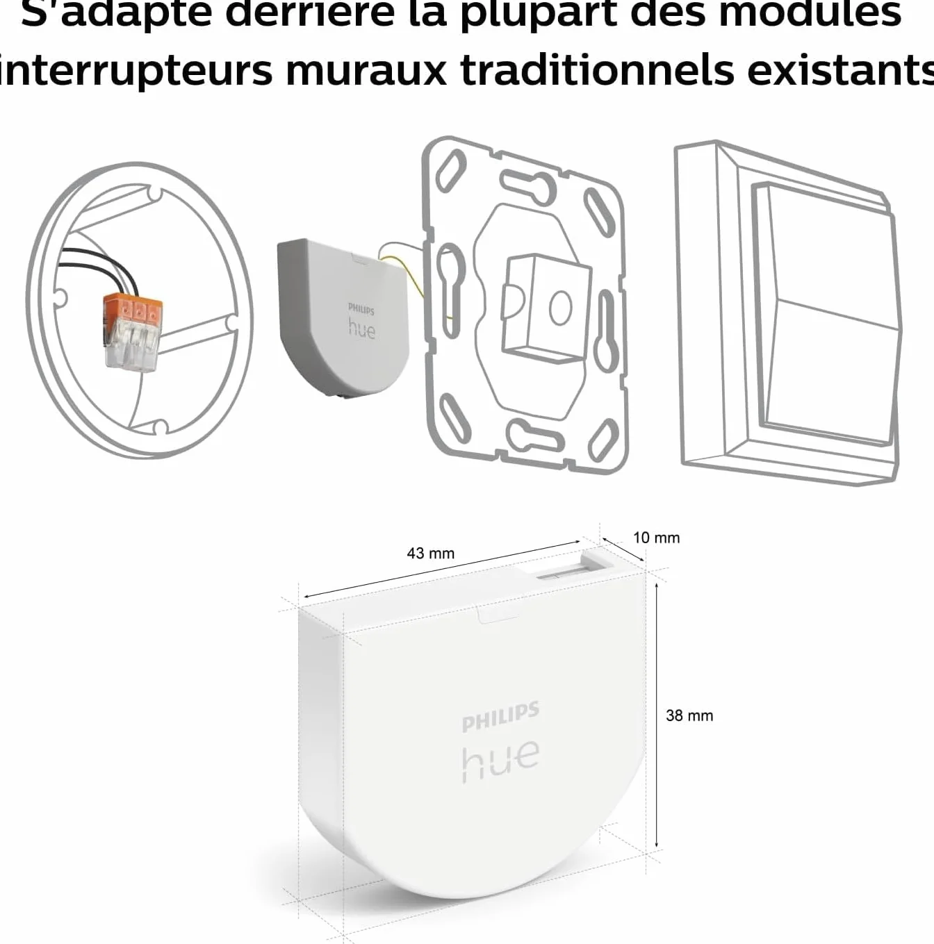 Philips Hue Module d'interrupteur mural Pack de 2 Blanc compatibile Alexa Google Assistant Apple HomeKit