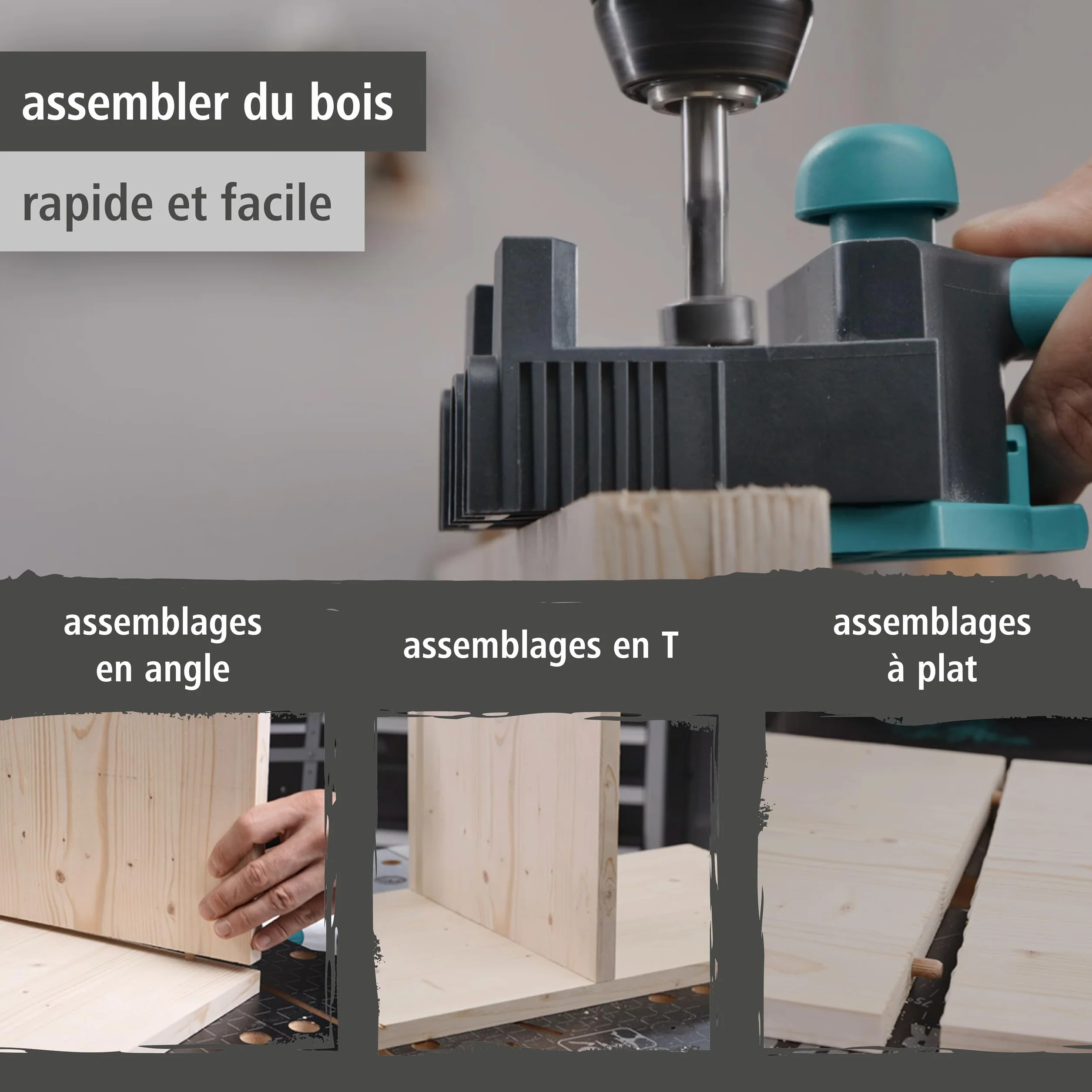 Wolfcraft Kit projet assemblages chevillés tourillons Ø 8 mm angle T plat