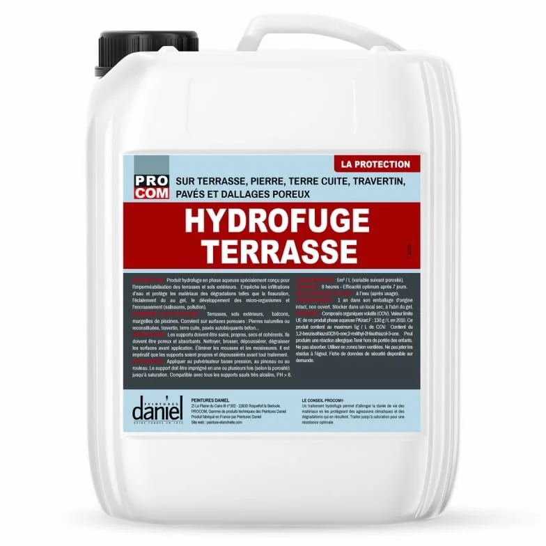 PROCOM Hydrofuge terrasse incolore 5 litres imperméabilisation pierre naturelle travertin béton