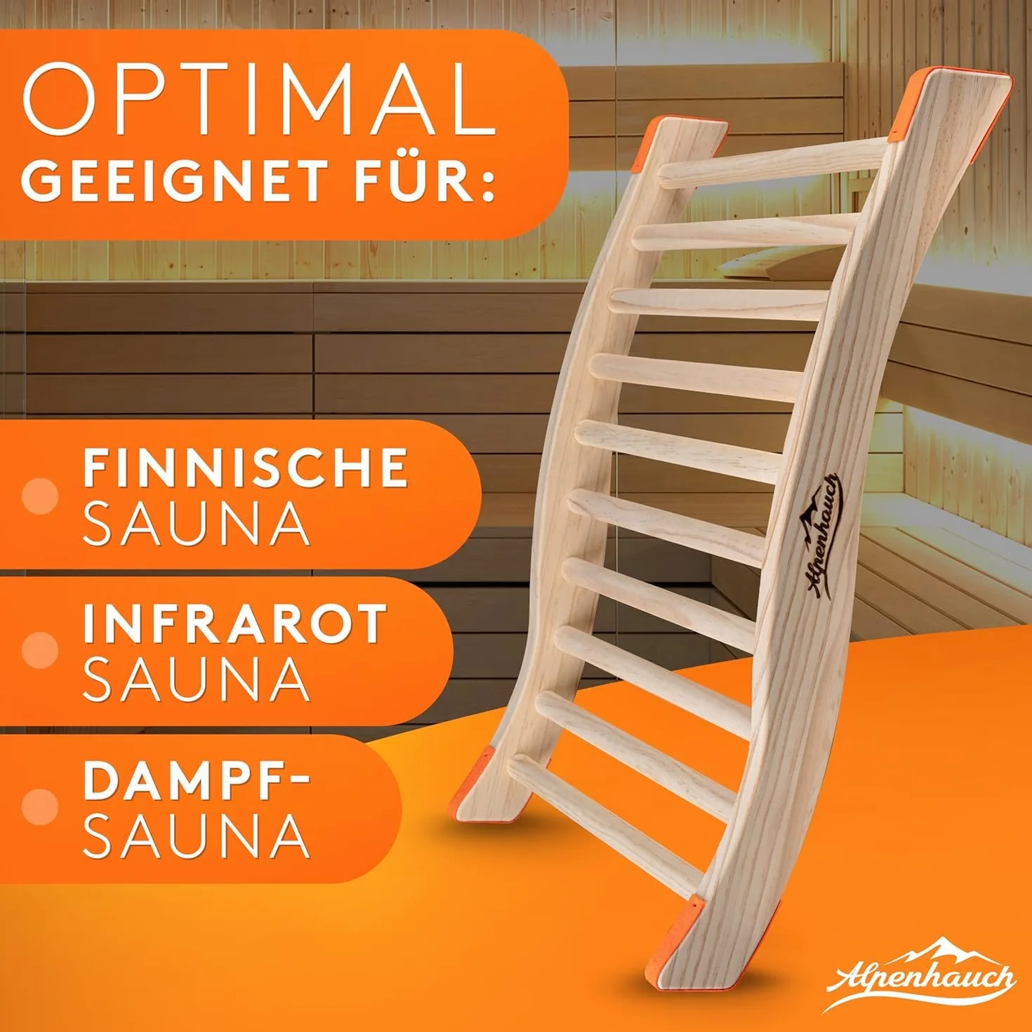 ALPENHAUCH Lot de 2 dossiers pour sauna en bois naturel - Dossier ergonomique forme en S