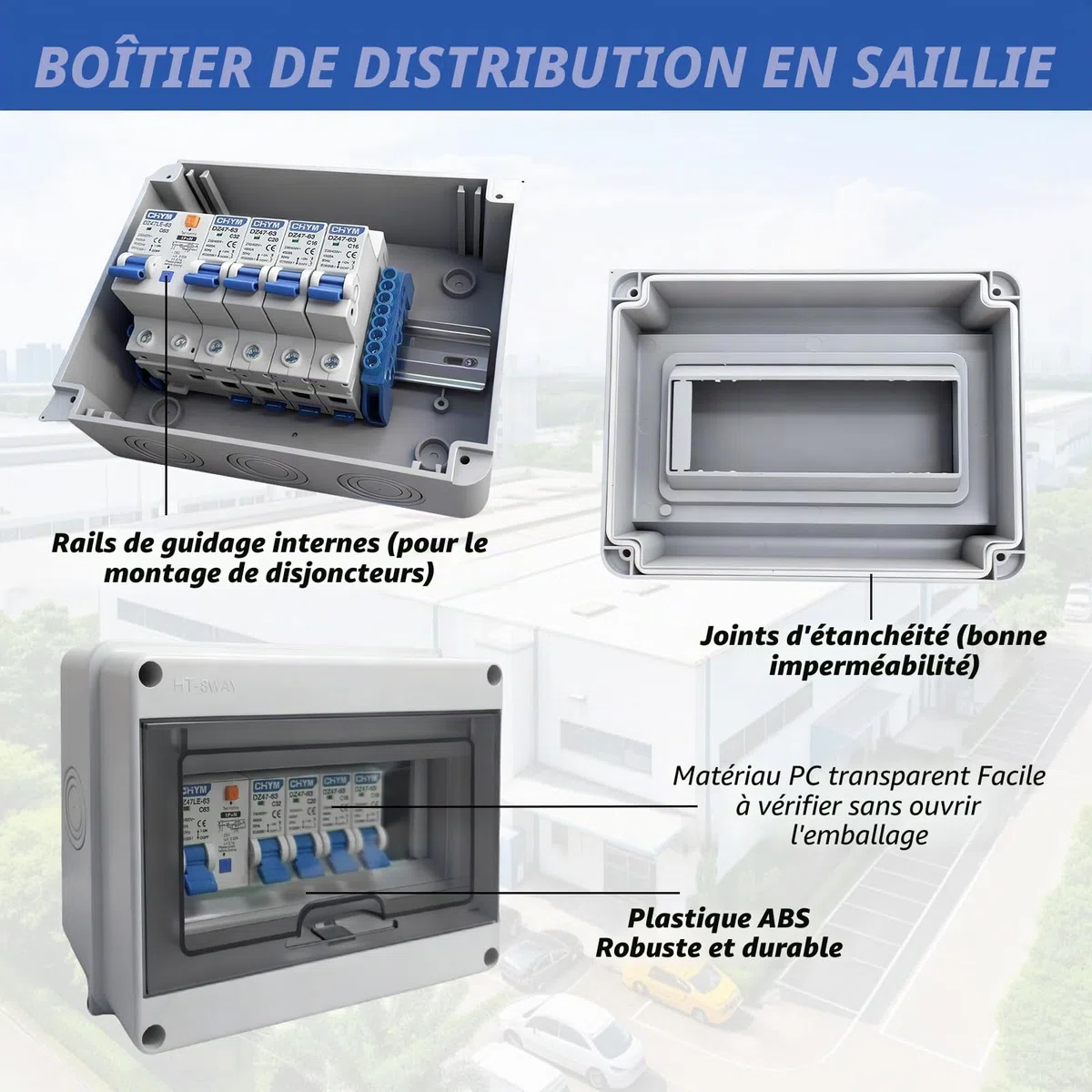 Coffret Electrique Etanche IP65 avec Disjoncteur 63A 2x16A 20A 32A Tableau Electrique