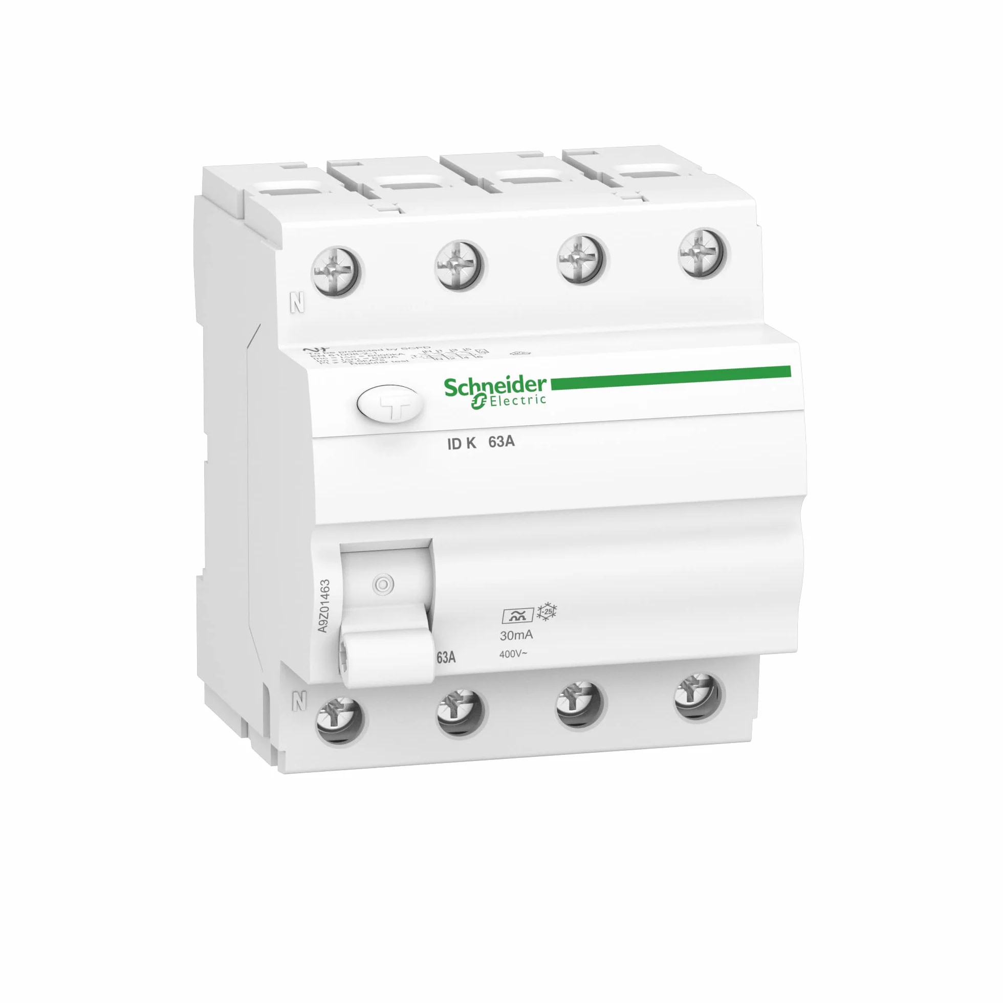 Schneider Acti 9 Disjoncteur Différentiel Id K 4P 63A 30mA Blanc