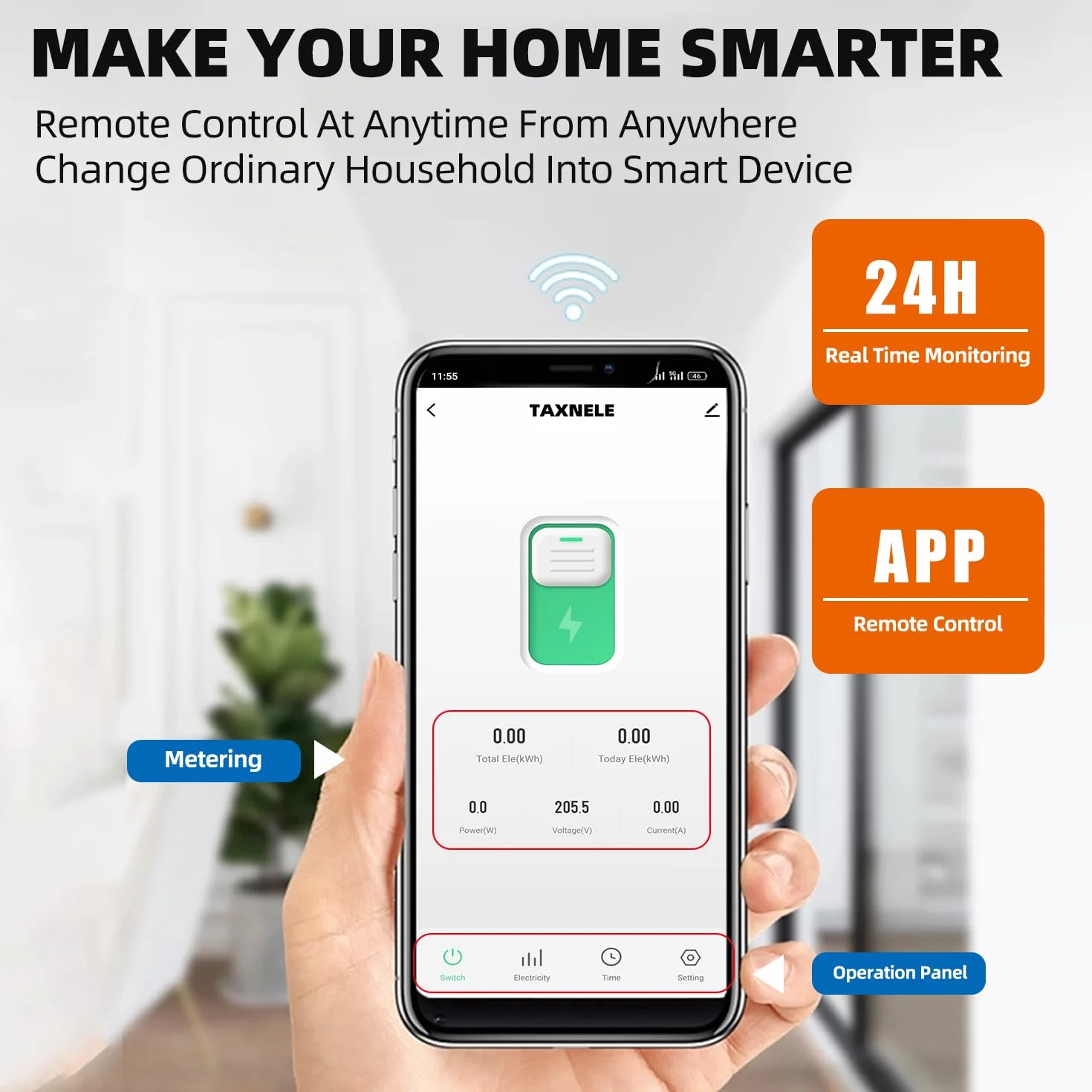 Disjoncteur intelligent TUYA WIFI 1P 230V 63A Compteur d'énergie KWh Rail DIN Smart Life