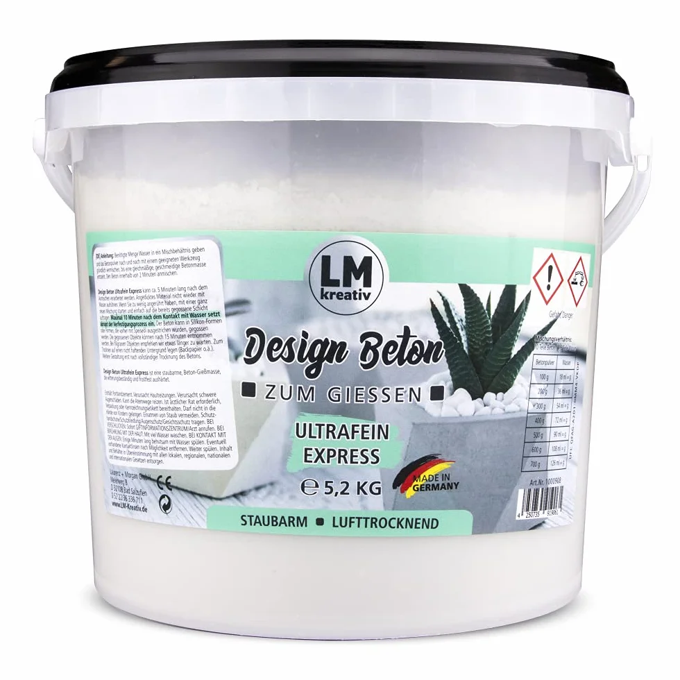 LM Design Béton ultra fin Express 5,2 kg pour surfaces lisses et moulage