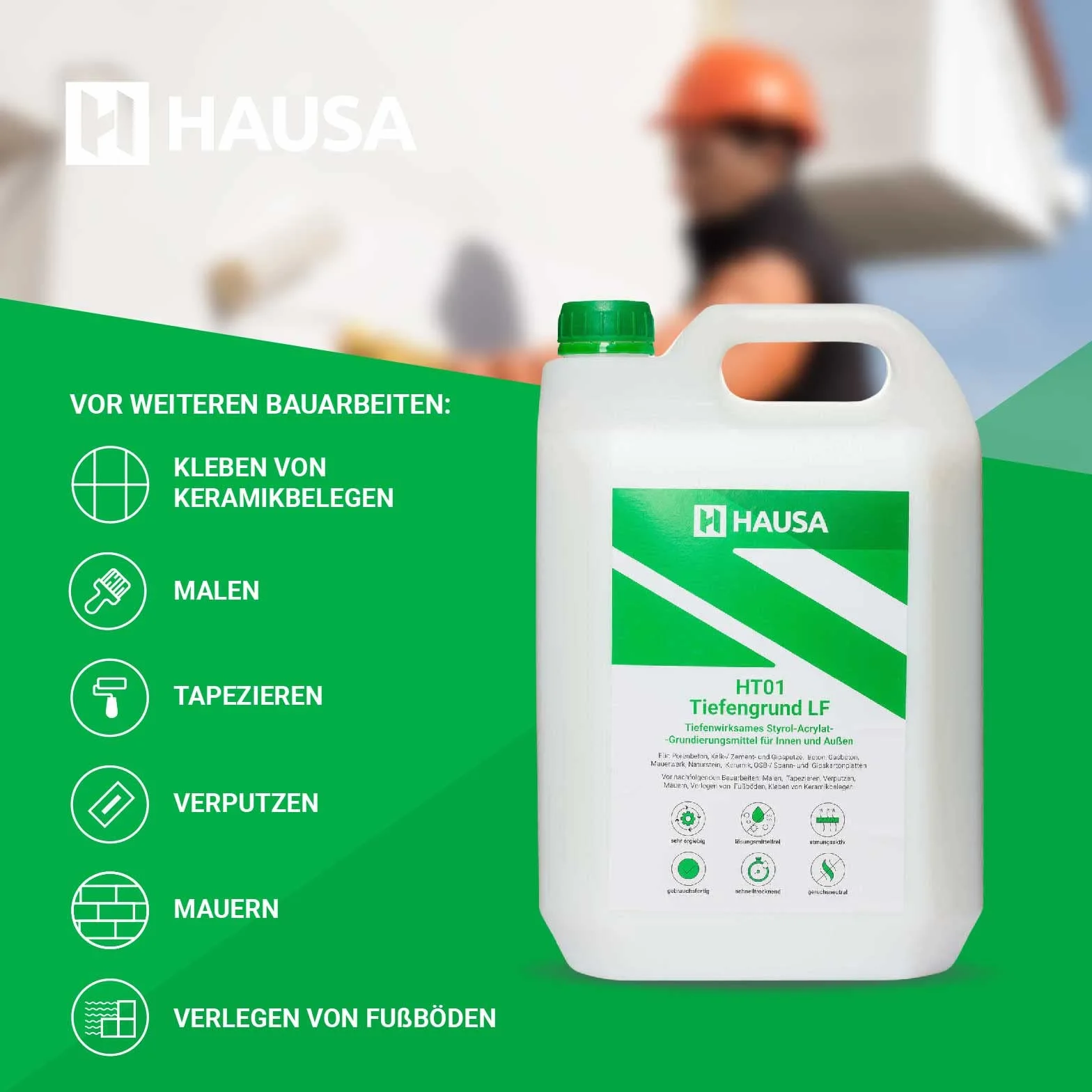 Hausa Primaire Fond Profond Prêt à l'Emploi 5L pour Murs Sols Plafonds Intérieur Extérieur