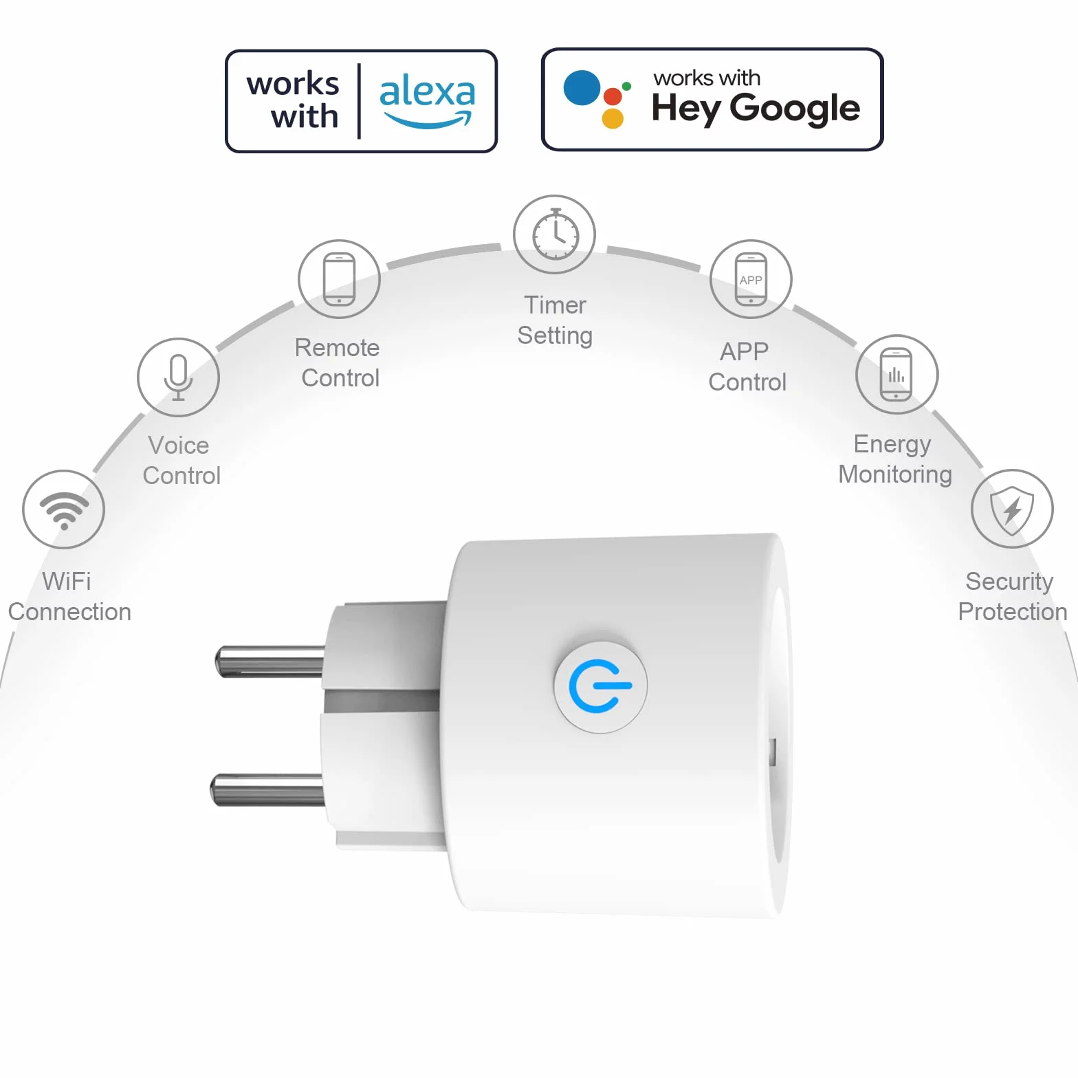 ANTELA Prise Connectée WiFi 16A 3680W Mesure Consommation Électrique, Prise Intelligente Alexa Google Home APP Contrôle Horaires Minuterie