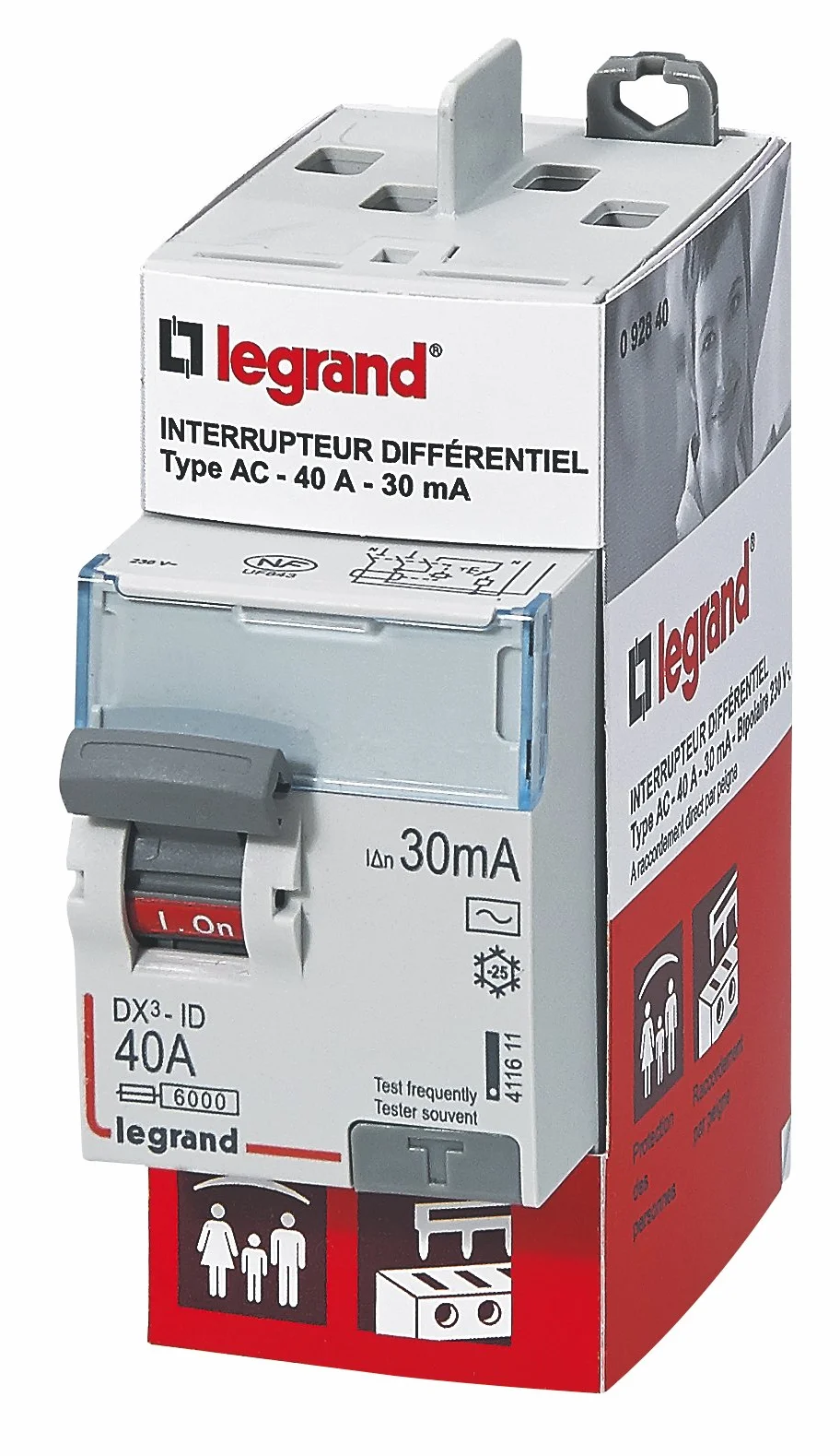 Legrand Interrupteur différentiel bipolaire Type AC 30mA 40A