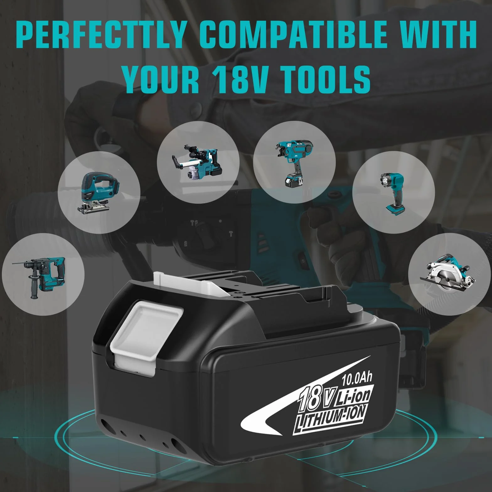 Makita 18V LXT 10.0Ah Batterie de Rechange pour BL1860B BL1850B BL1840B, Compatible Charge DC18RC DC18RD - Outils sans Fil Haute Autonomie